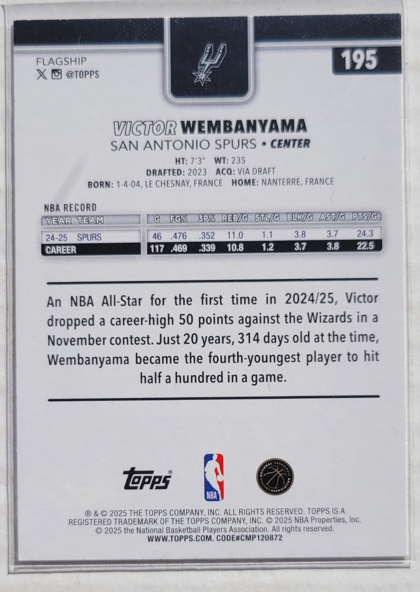 Victor Wembanyama - 2025-26 Topps #195
