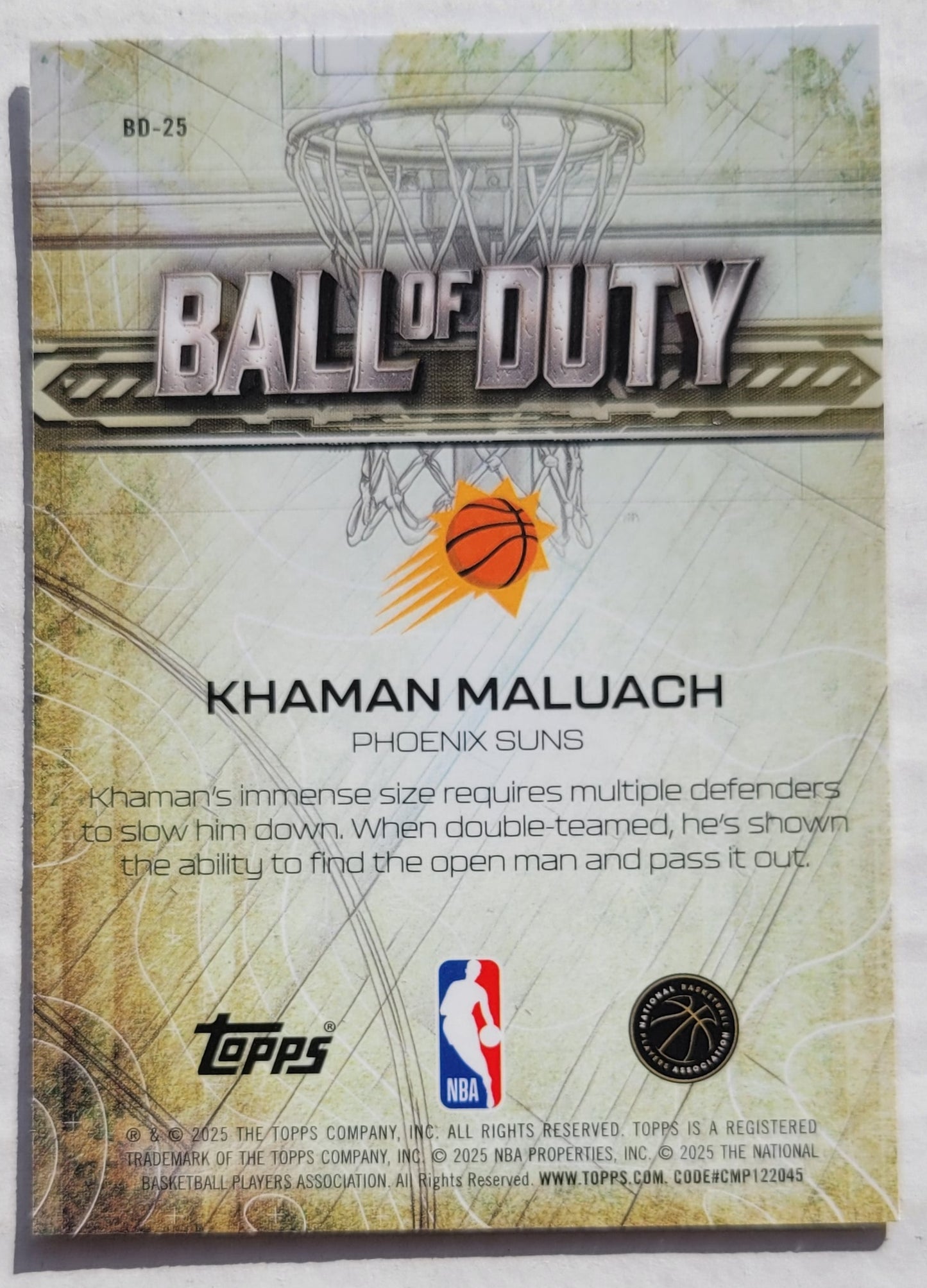 Khaman Maluach - 2025-26 Topps Chrome Ball of Duty #BD25