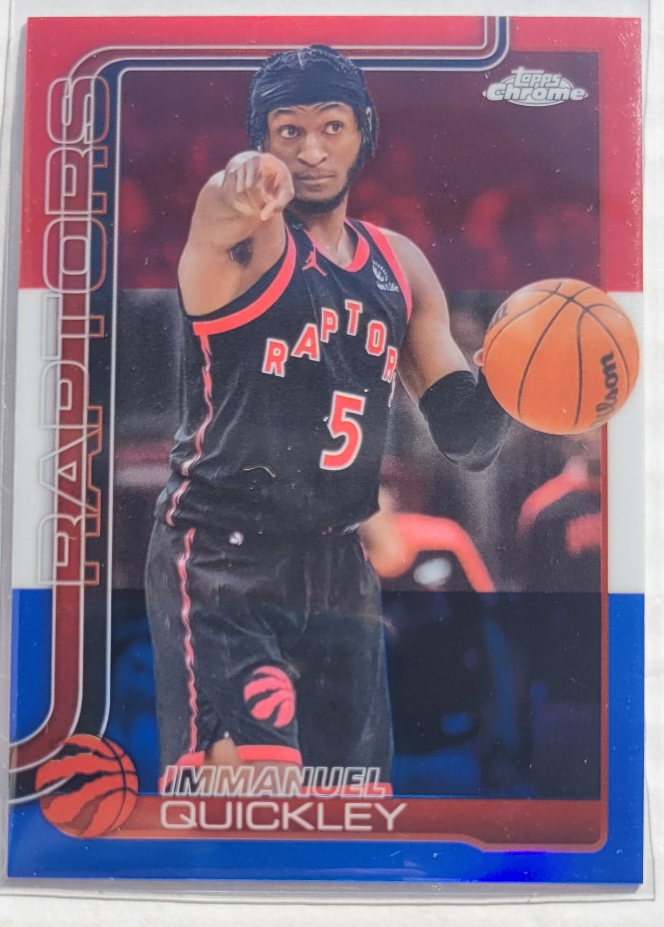 Immanuel Quickley - 2025-26 Topps Chrome Red White and Blue Refractors #212