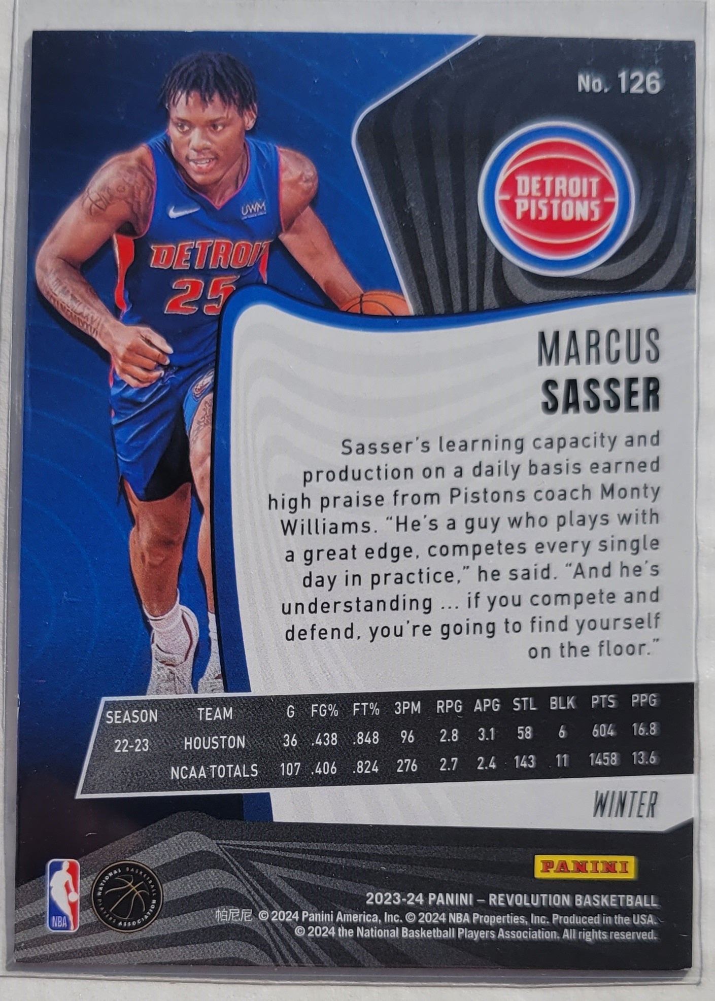 Marcus Sasser - 2023-24 Panini Revolution Winter #126 RC