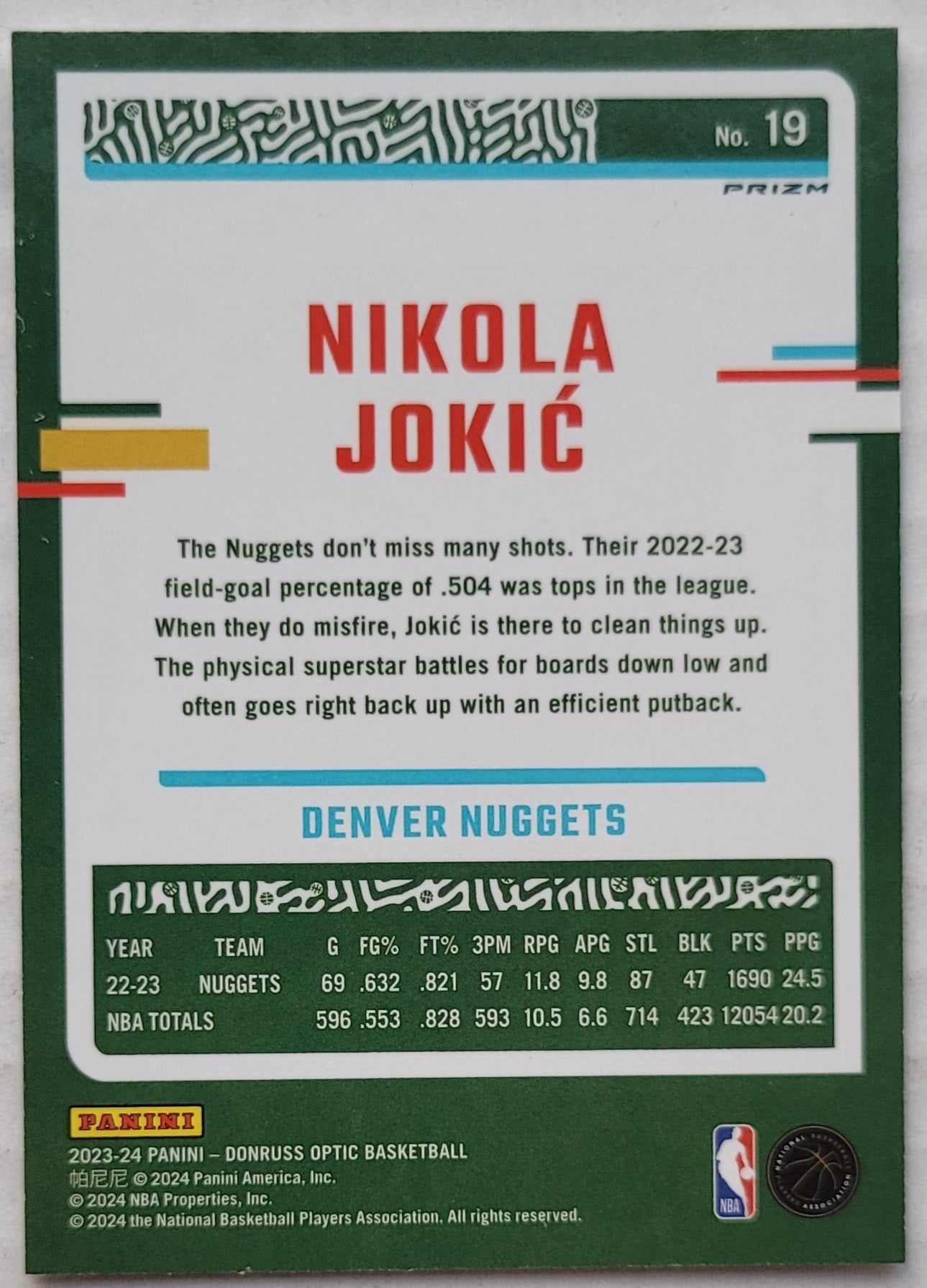 Nikola Jokic - 2023-24 Donruss Optic Holo #19