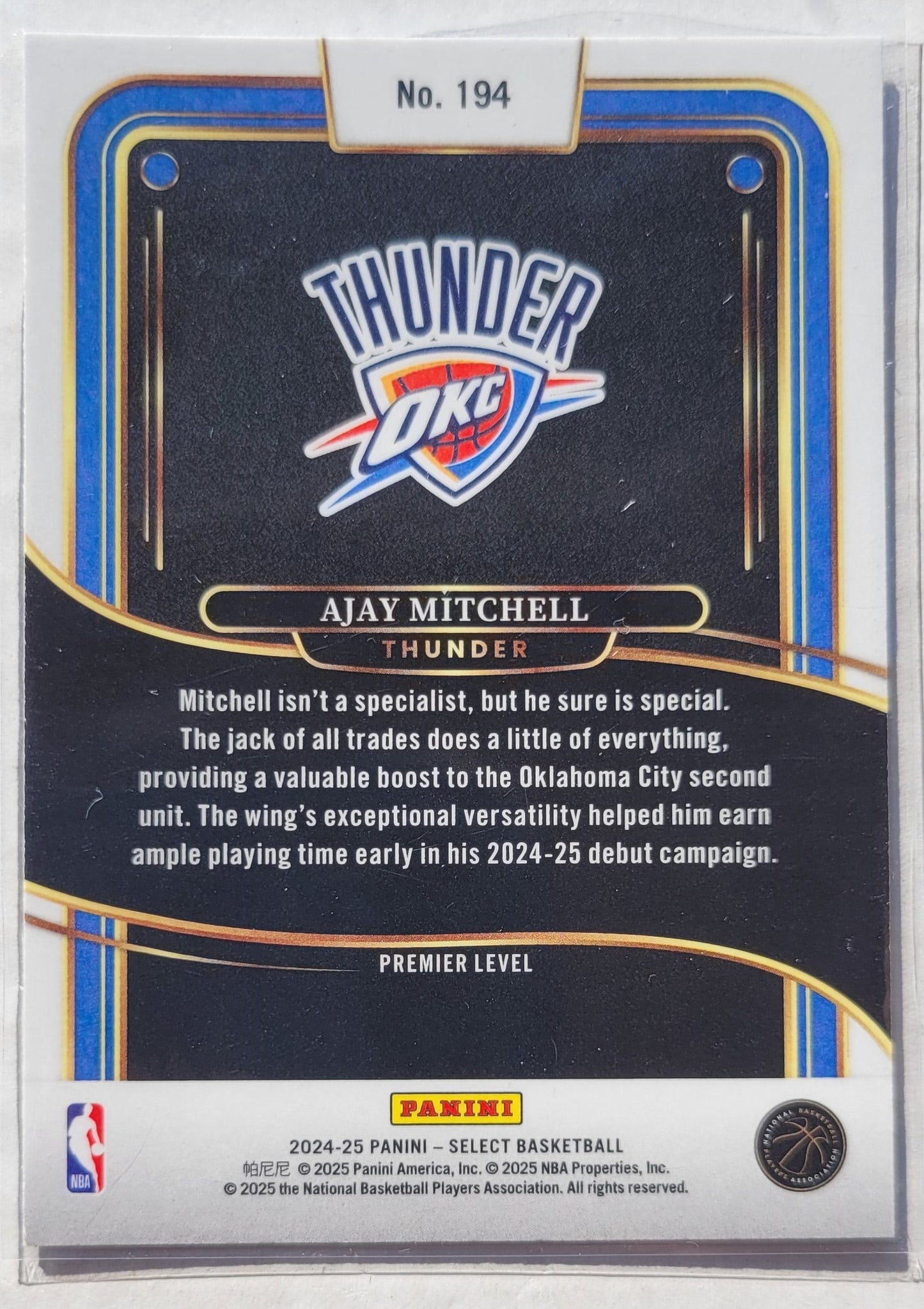 Ajay Mitchell - 2024-25 Select Blue #194 RC