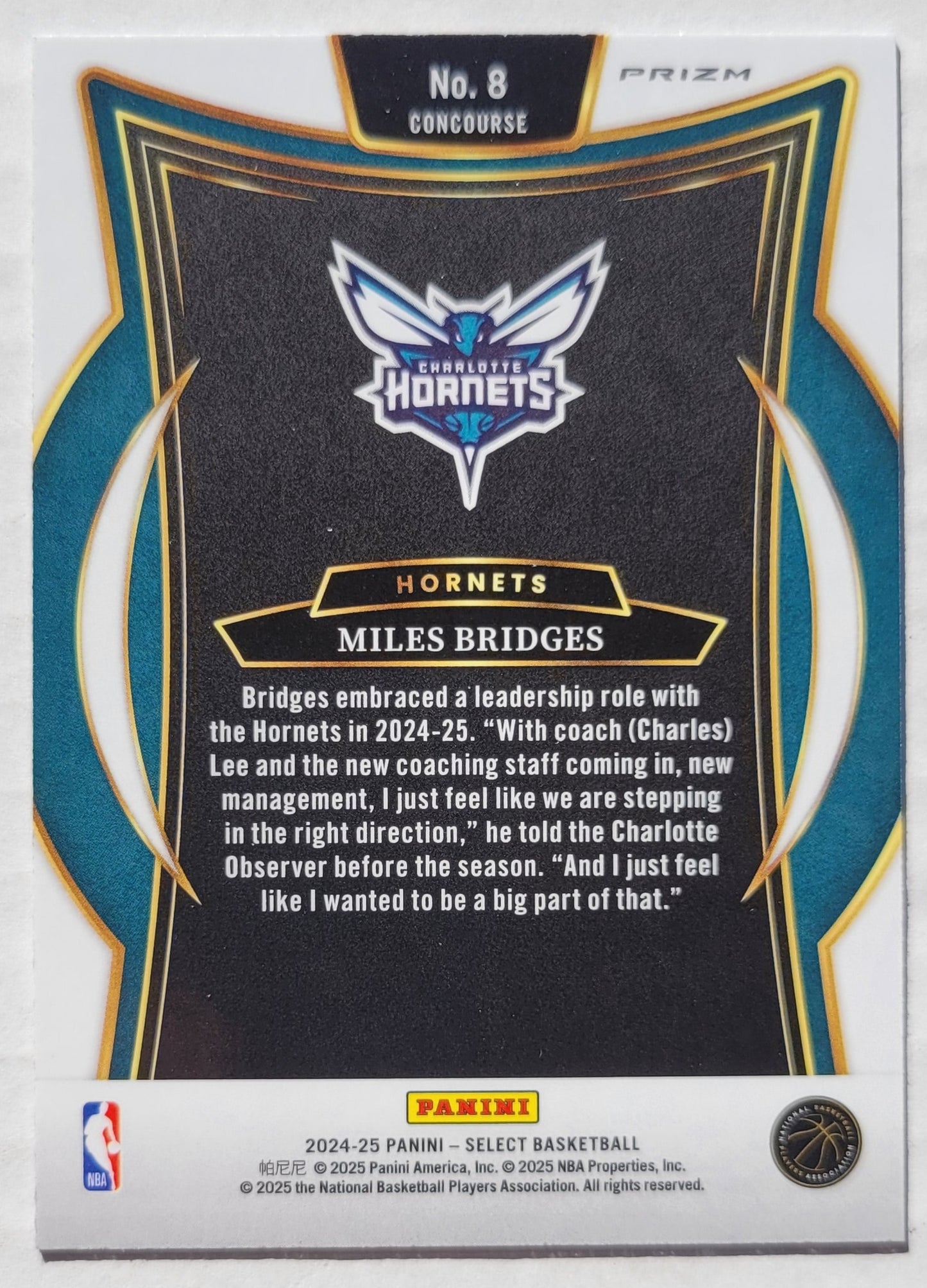 Miles Bridges - 2024-25 Select Green White Purple Prizms #8