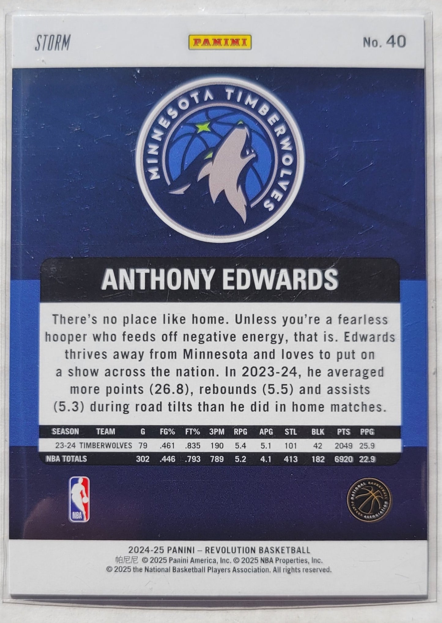 Anthony Edwards - 2024-25 Panini Revolution Blue Storm #40