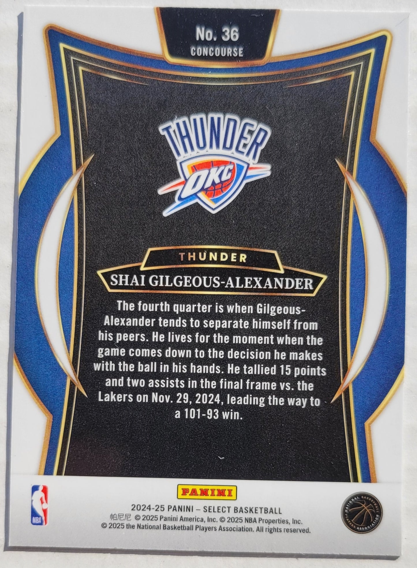 Shai Gilgeous-Alexander - 2024-25 Select Blue #36