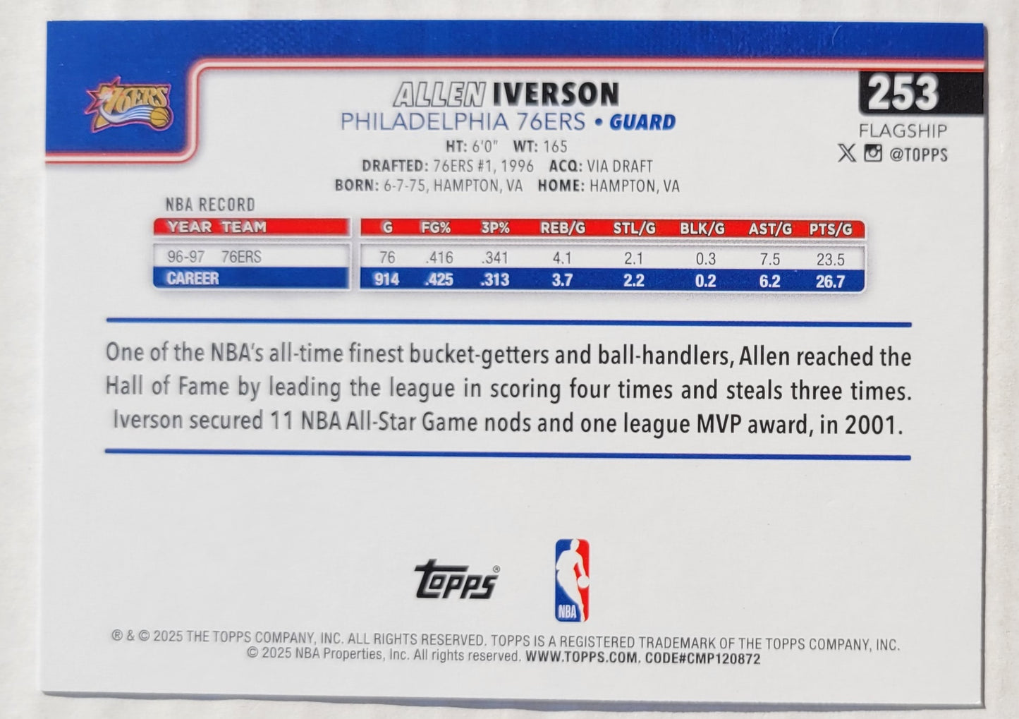 Allen Iverson - 2025-26 Topps #253