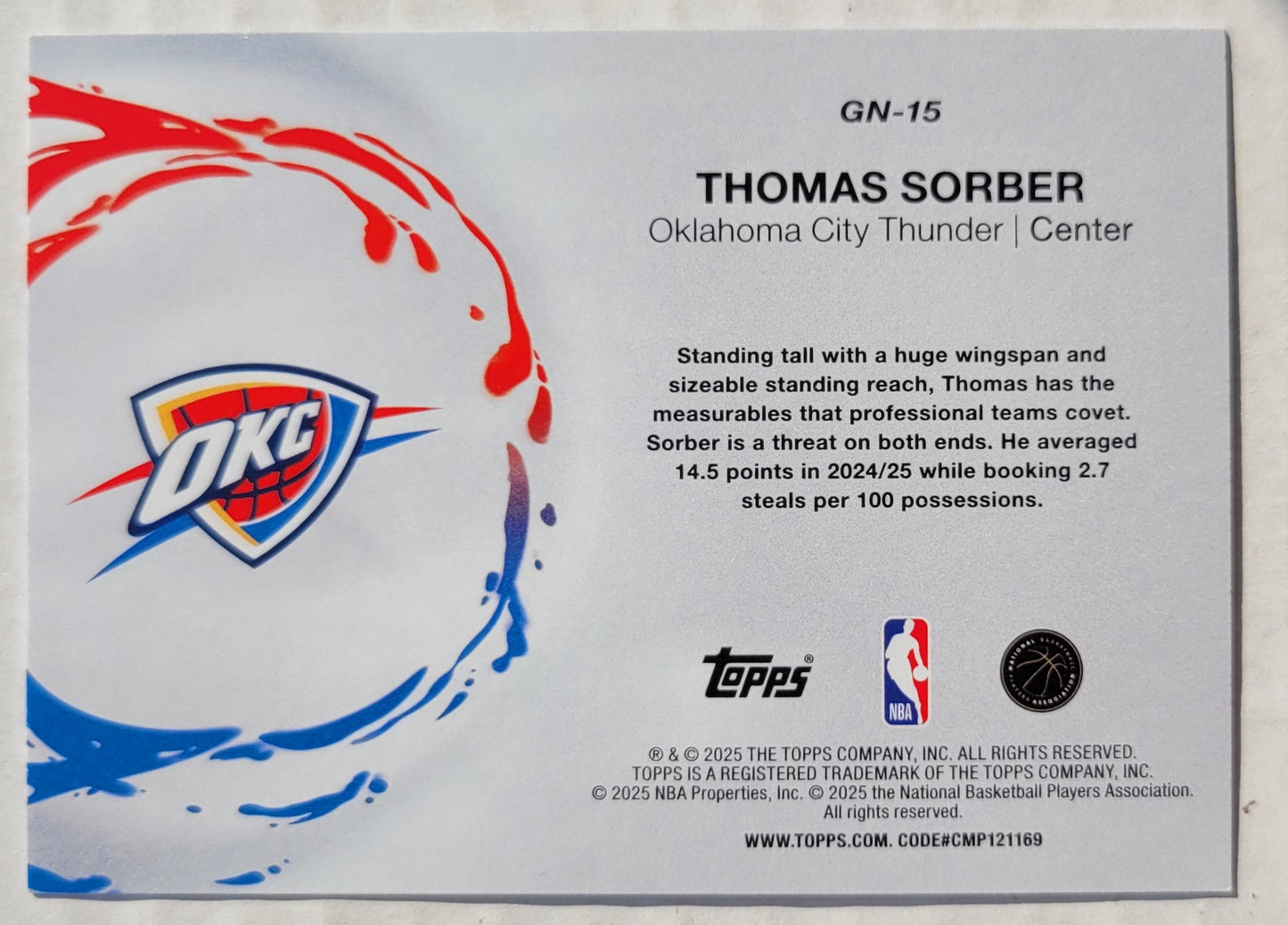 Thomas Sorber - 2025-26 Topps Generation Now #GN15