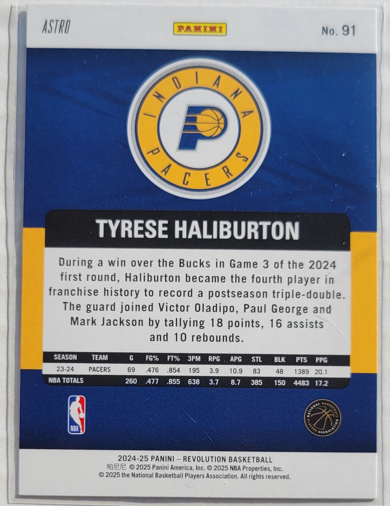Tyrese Haliburton - 2024-25 Panini Revolution Astro #91