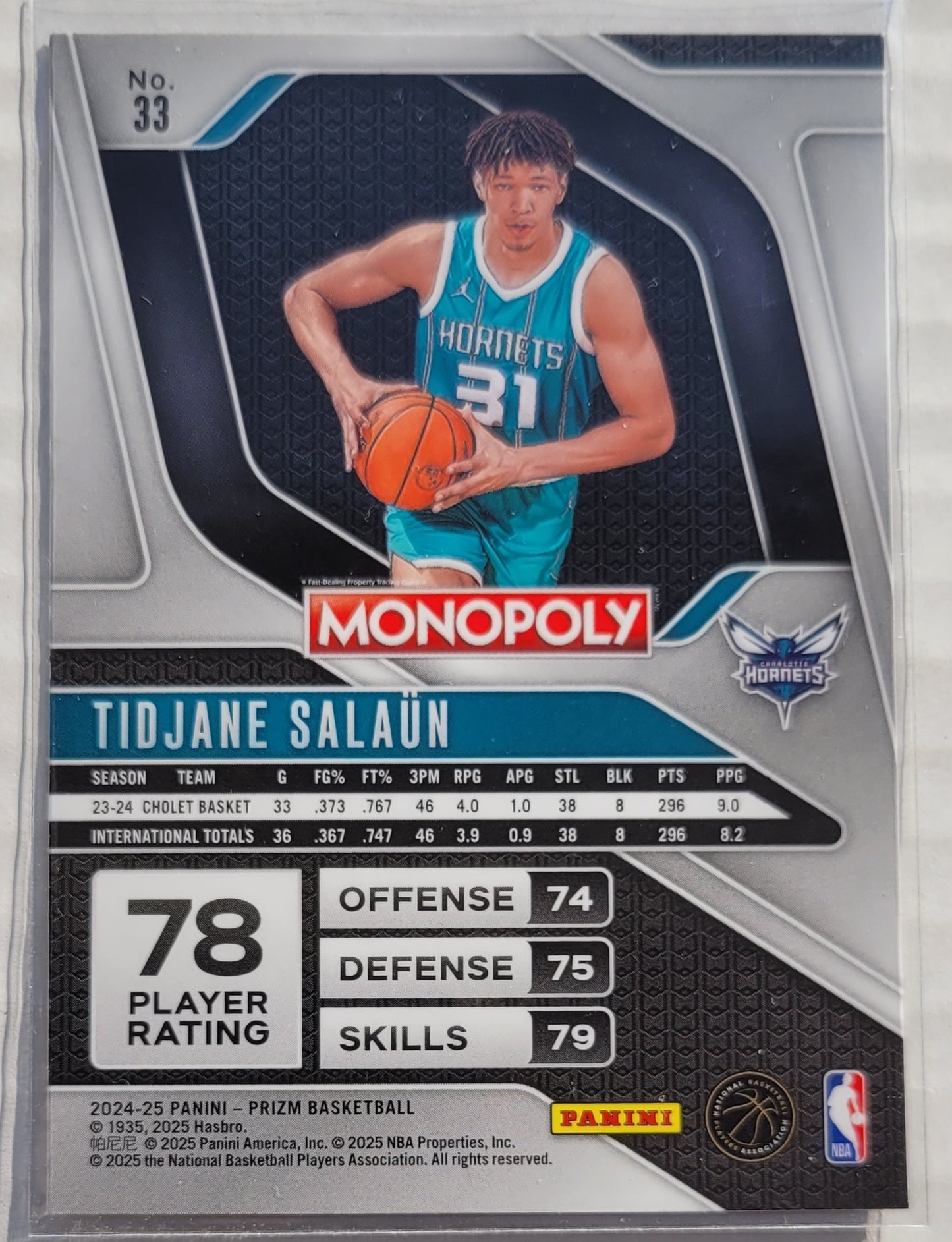 Tidjane Salaun - 2024-25 Panini Prizm Monopoly #33 RC