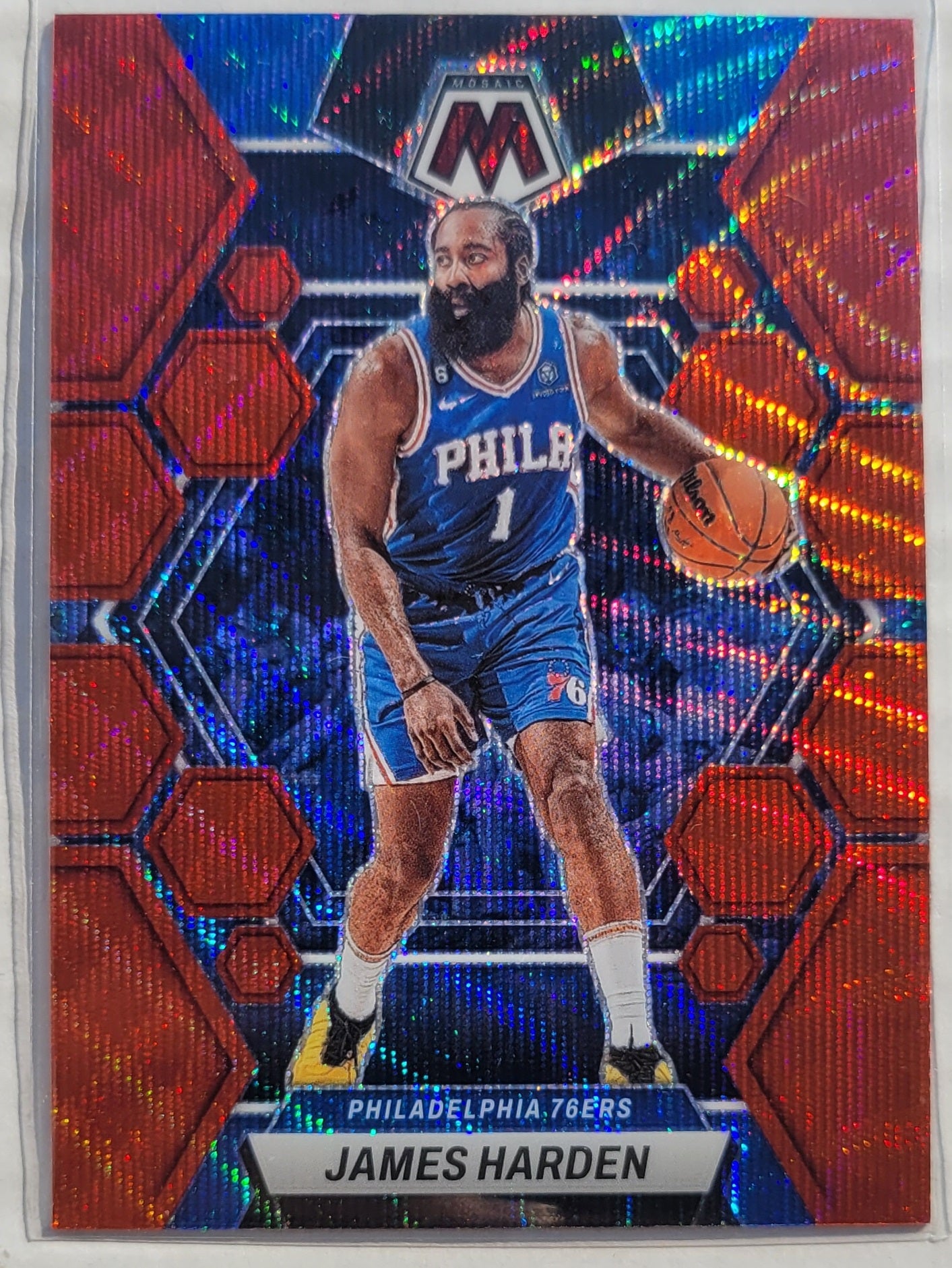 James Harden - 2022-23 Panini Mosaic Mosaic Red Wave #55