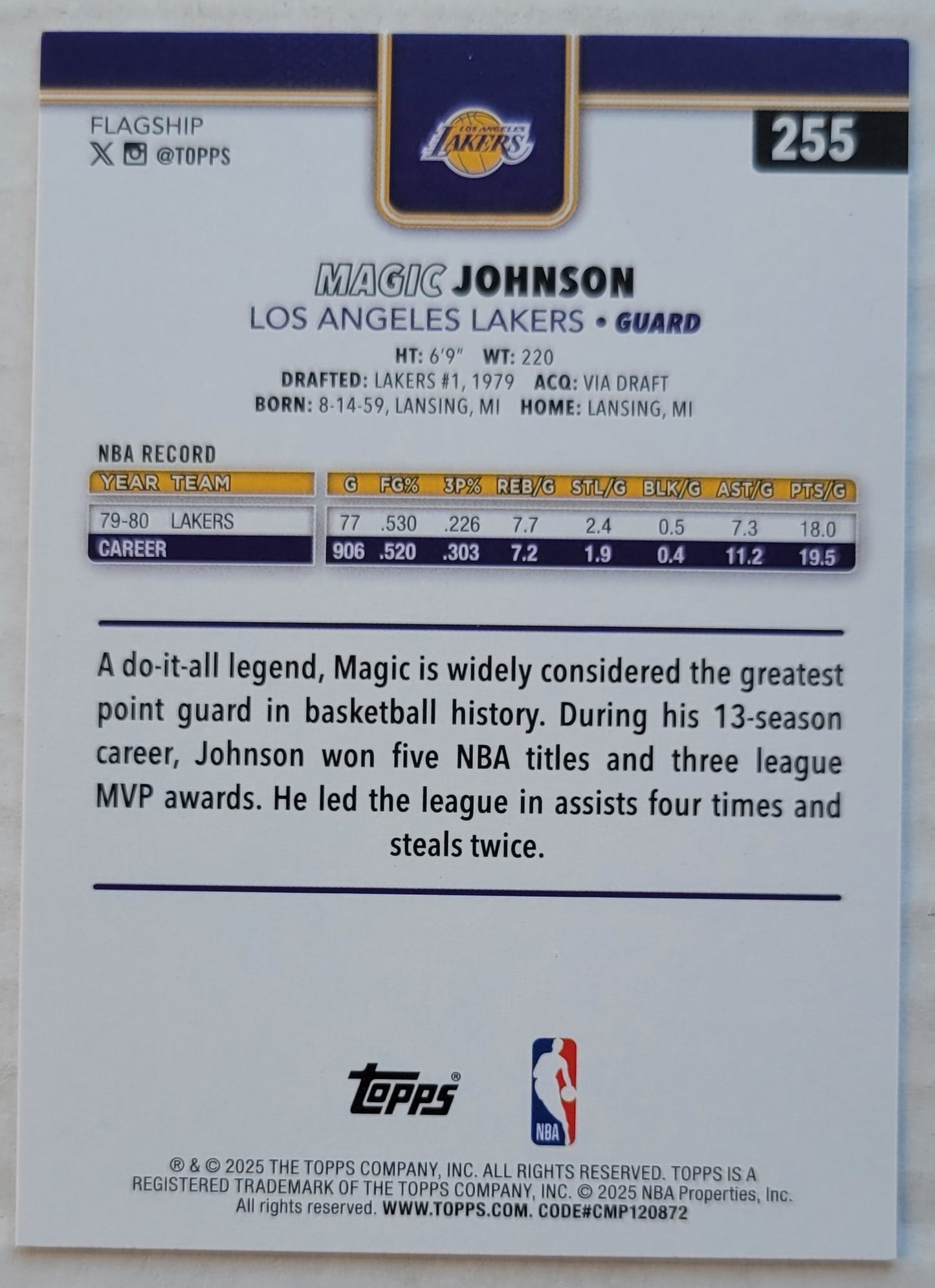 Magic Johnson - 2025-26 Topps #255