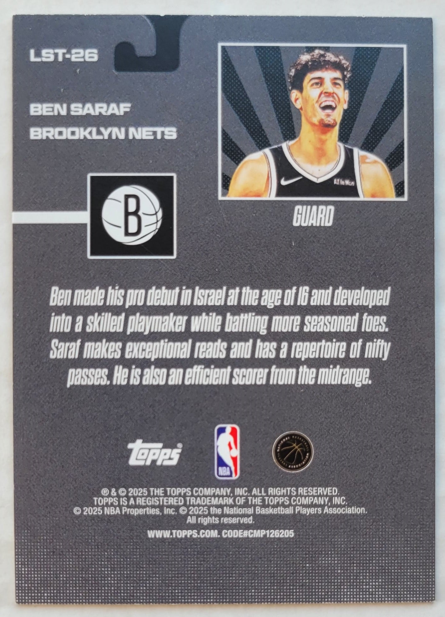 Ben Saraf - 2025-26 Topps Limited Stock Legends #LST26