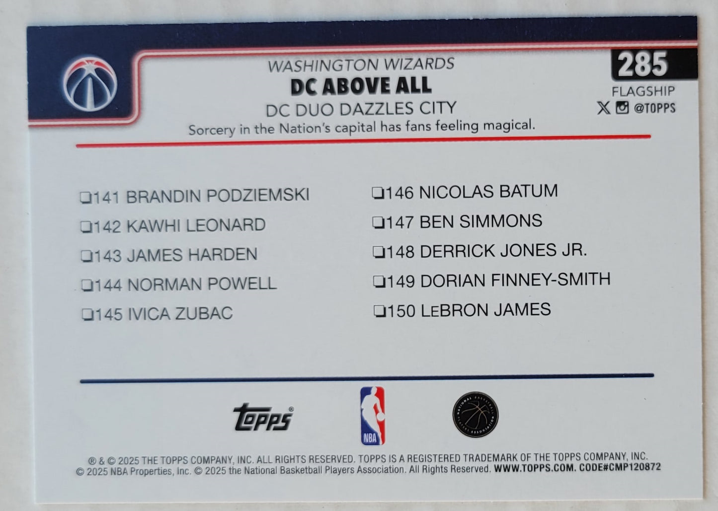 Kyshawn George / Alex Sarr - 2025-26 Topps #285 DC Above All