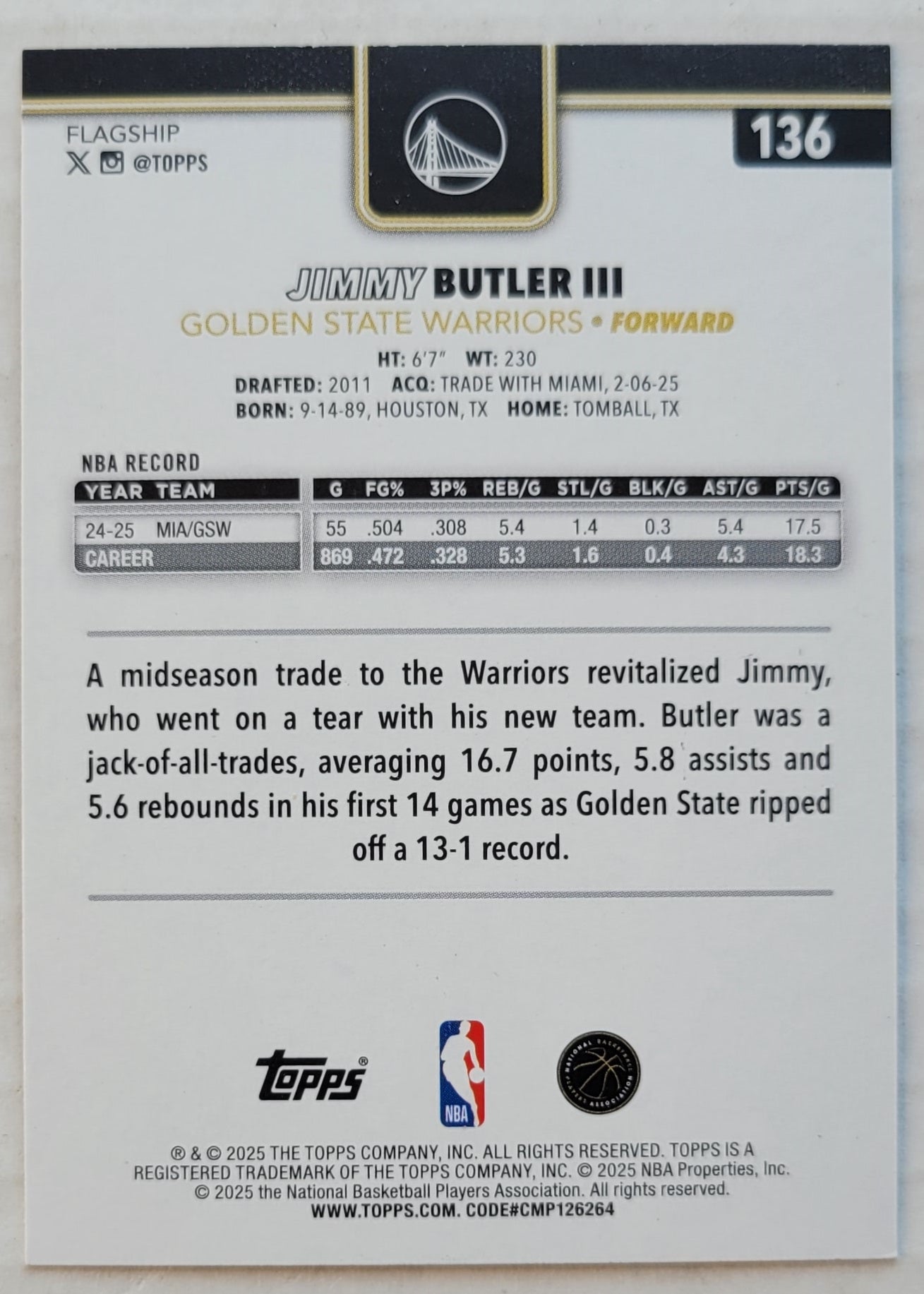 Jimmy Butler III - 2025-26 Topps Blackout #136