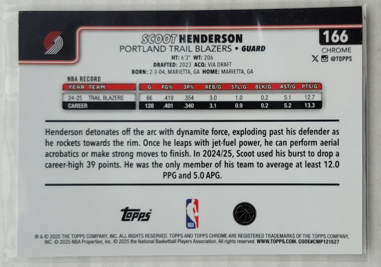 Scoot Henderson - 2025-26 Topps Chrome X-Fractors #166