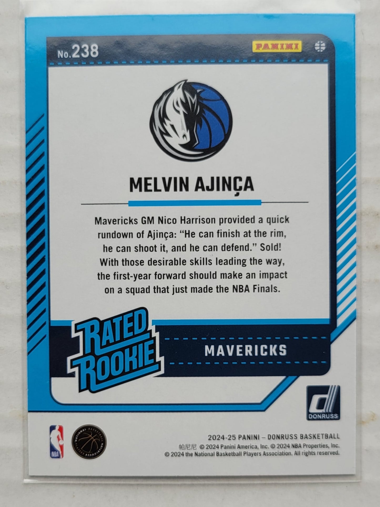 Melvin Ajinca - 2024-25 Donruss Holo Green Laser #238 RR RC