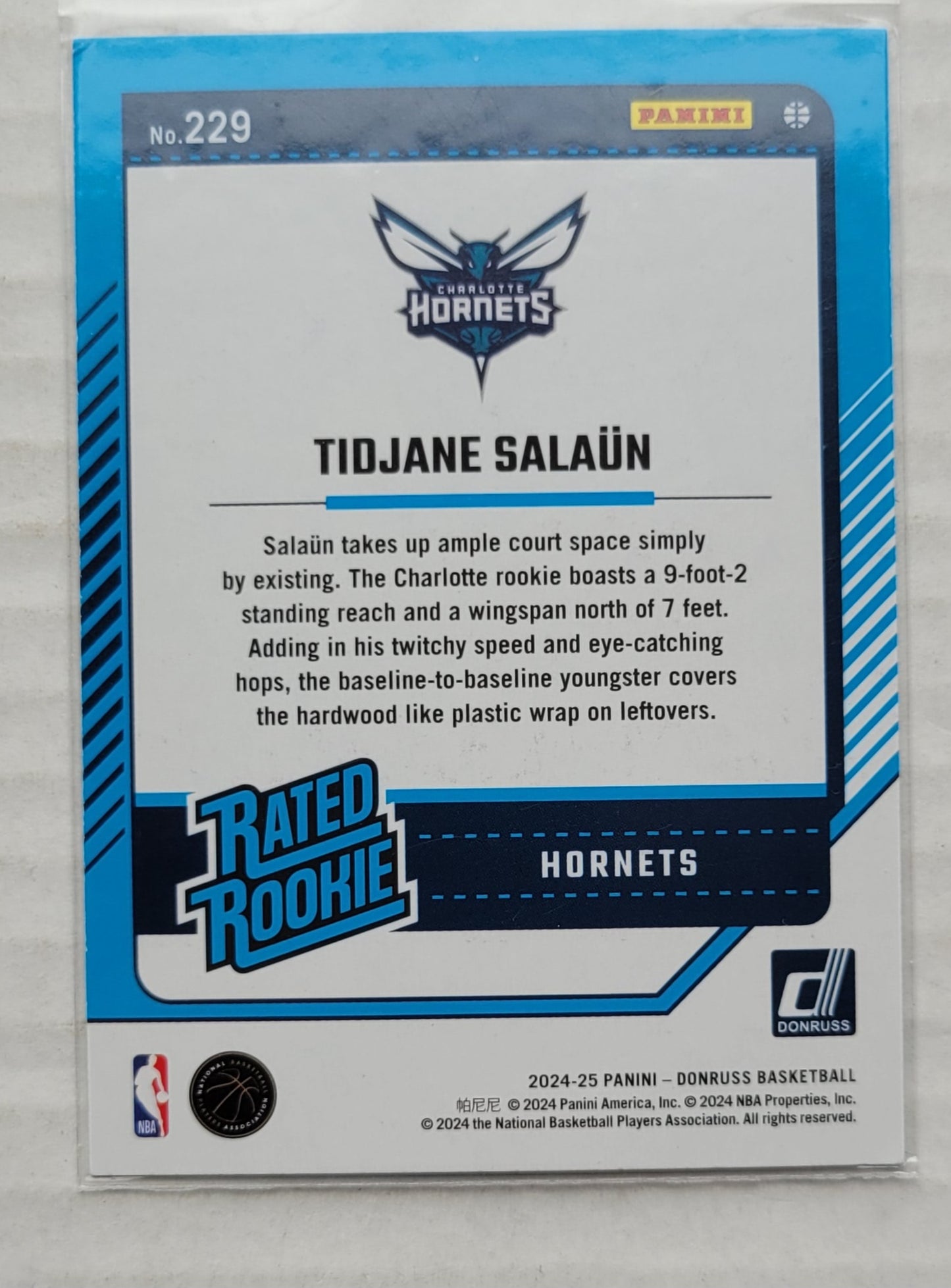 Tidjane Salaun - 2024-25 Donruss Holo Green Laser #229 RR RC