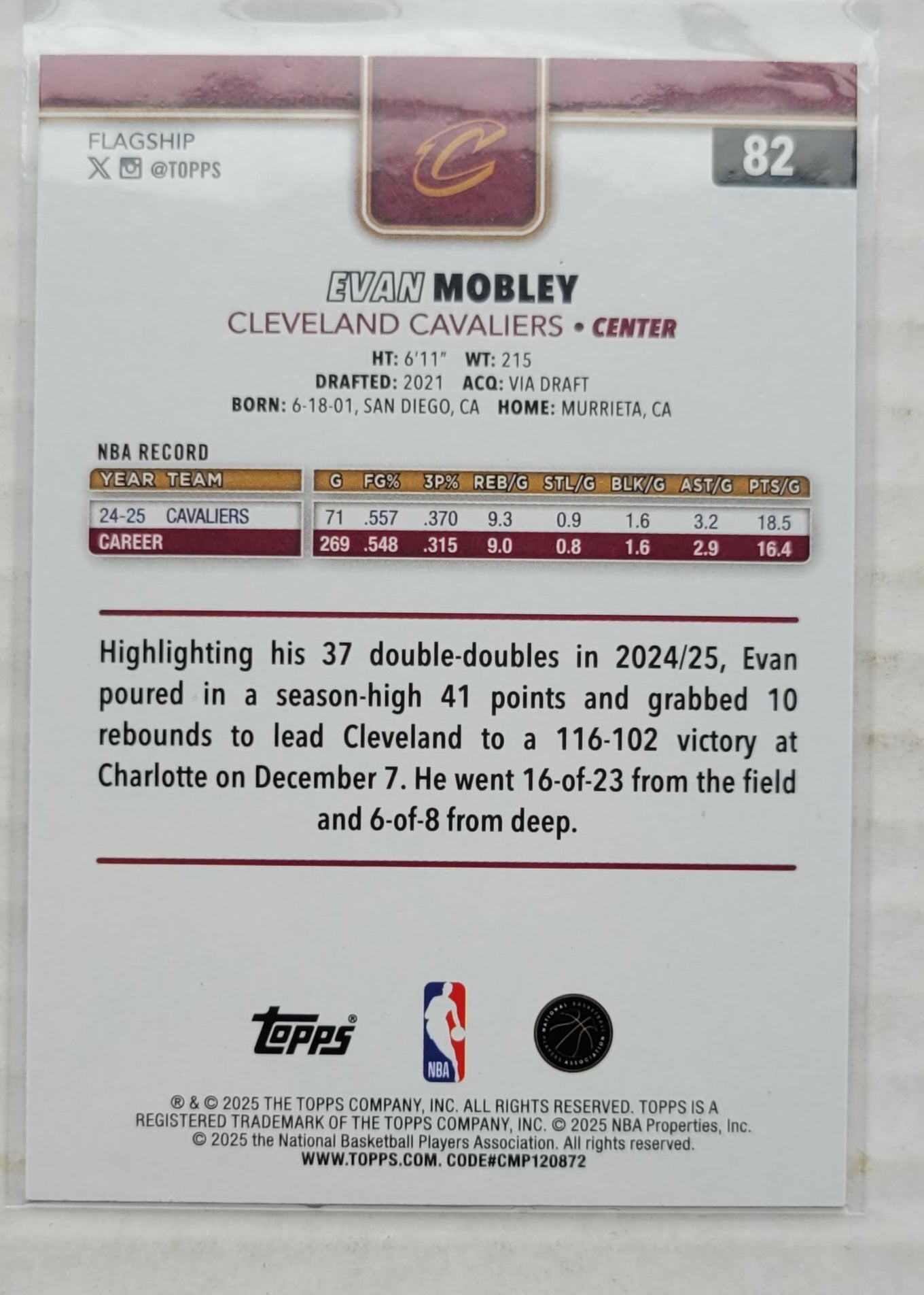 Evan Mobley - 2025-26 Topps Rainbow Foilboard #82
