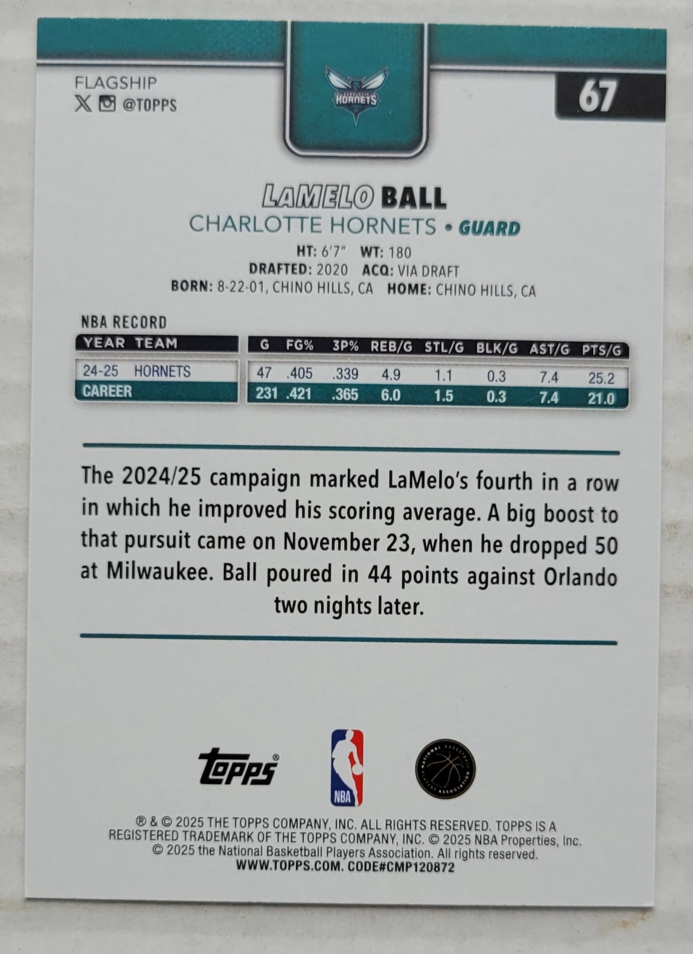 LaMelo Ball - 2025-26 Topps Season Tip Off #67