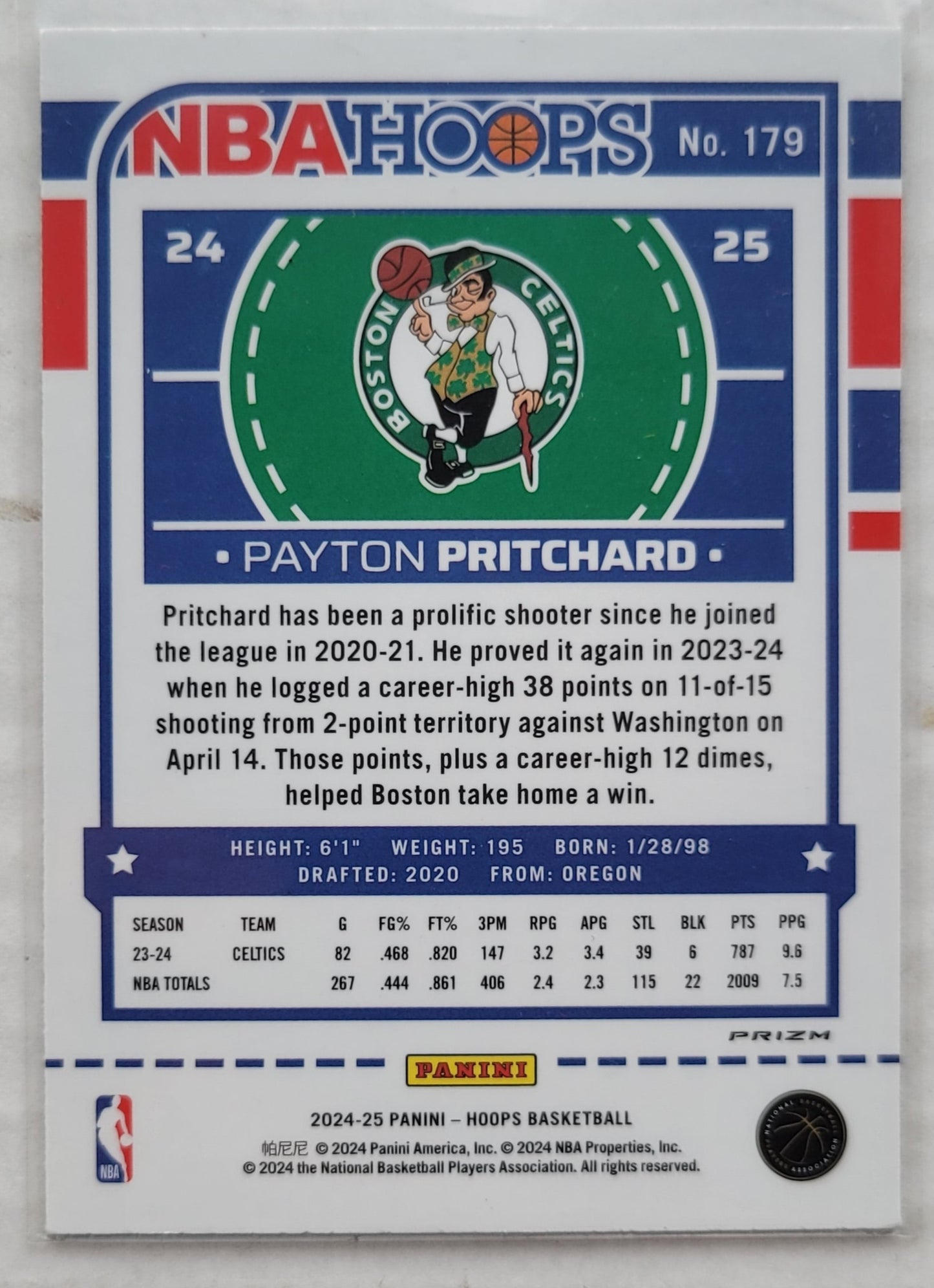 Payton Pritchard - 2024-25 Hoops Premium Prizms Winter #179