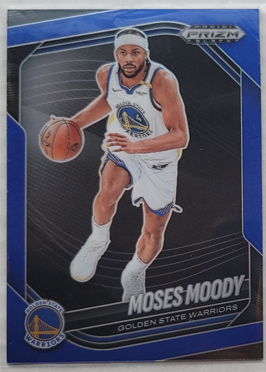 Moses Moody - 2024-25 Panini Prizm Black Prizms Blue #175 - 015/199