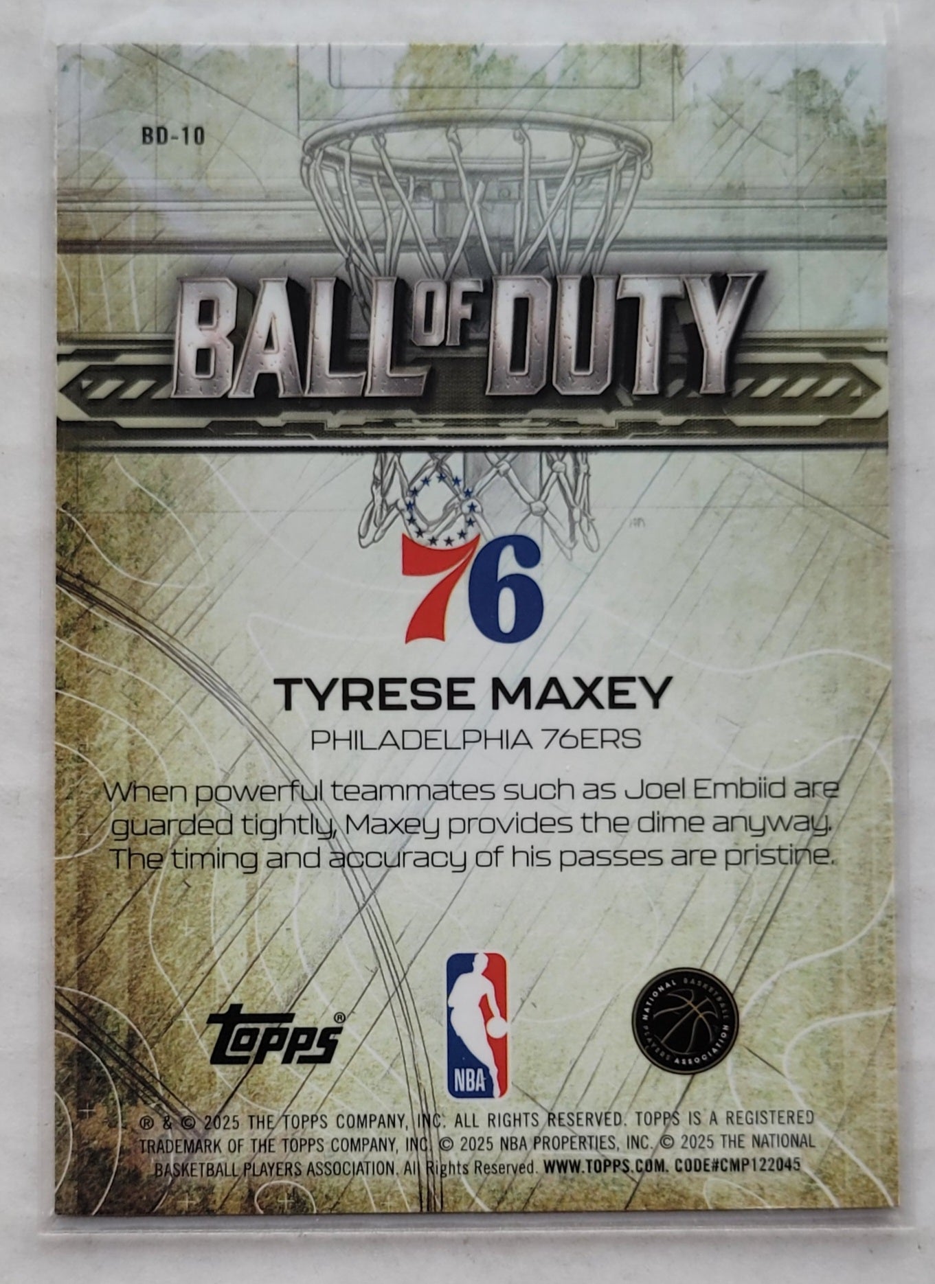 Tyrese Maxey - 2025-26 Topps Chrome Ball of Duty #BD10
