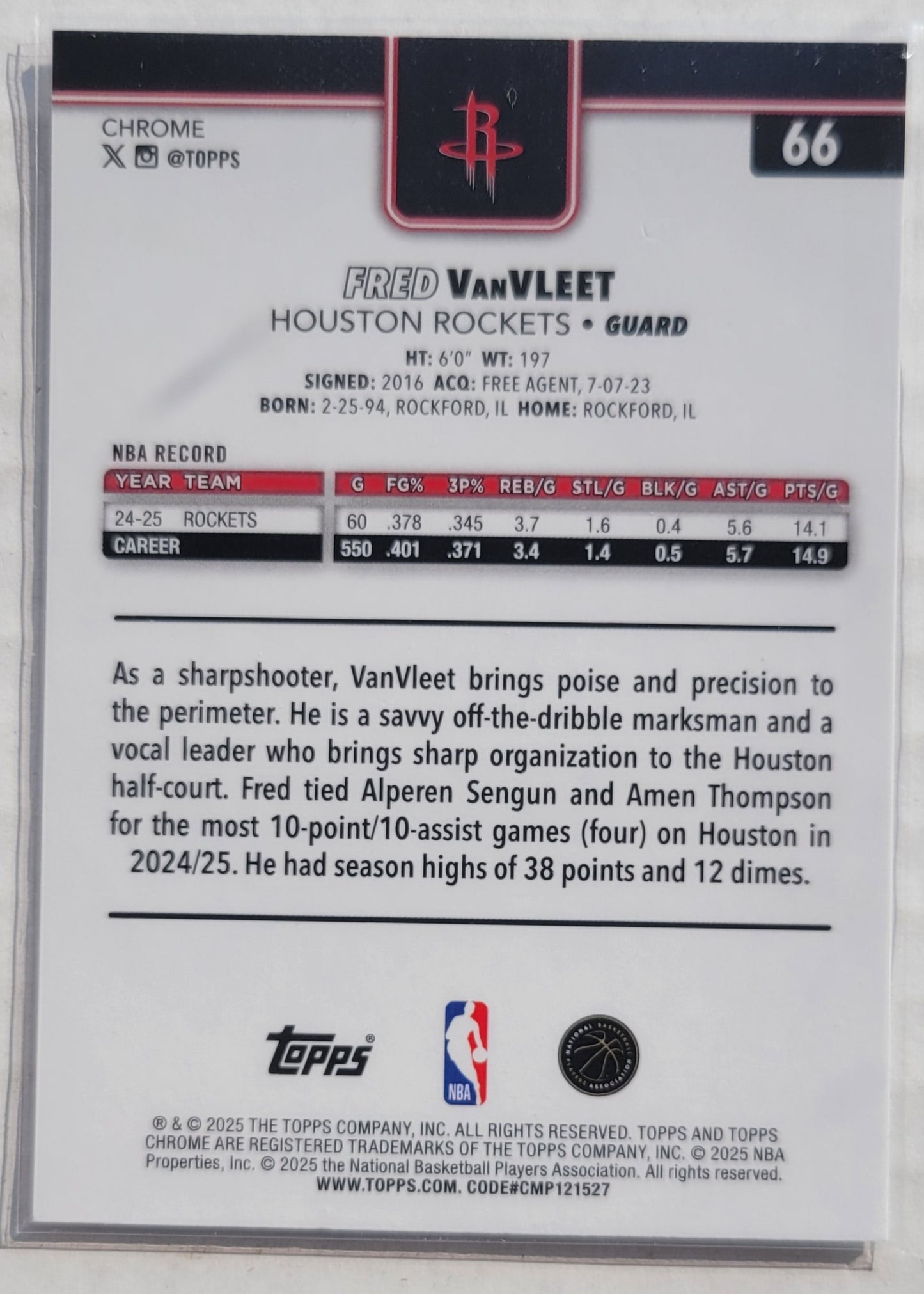 Fred VanVleet - 2025-26 Topps Chrome X-Fractors #66