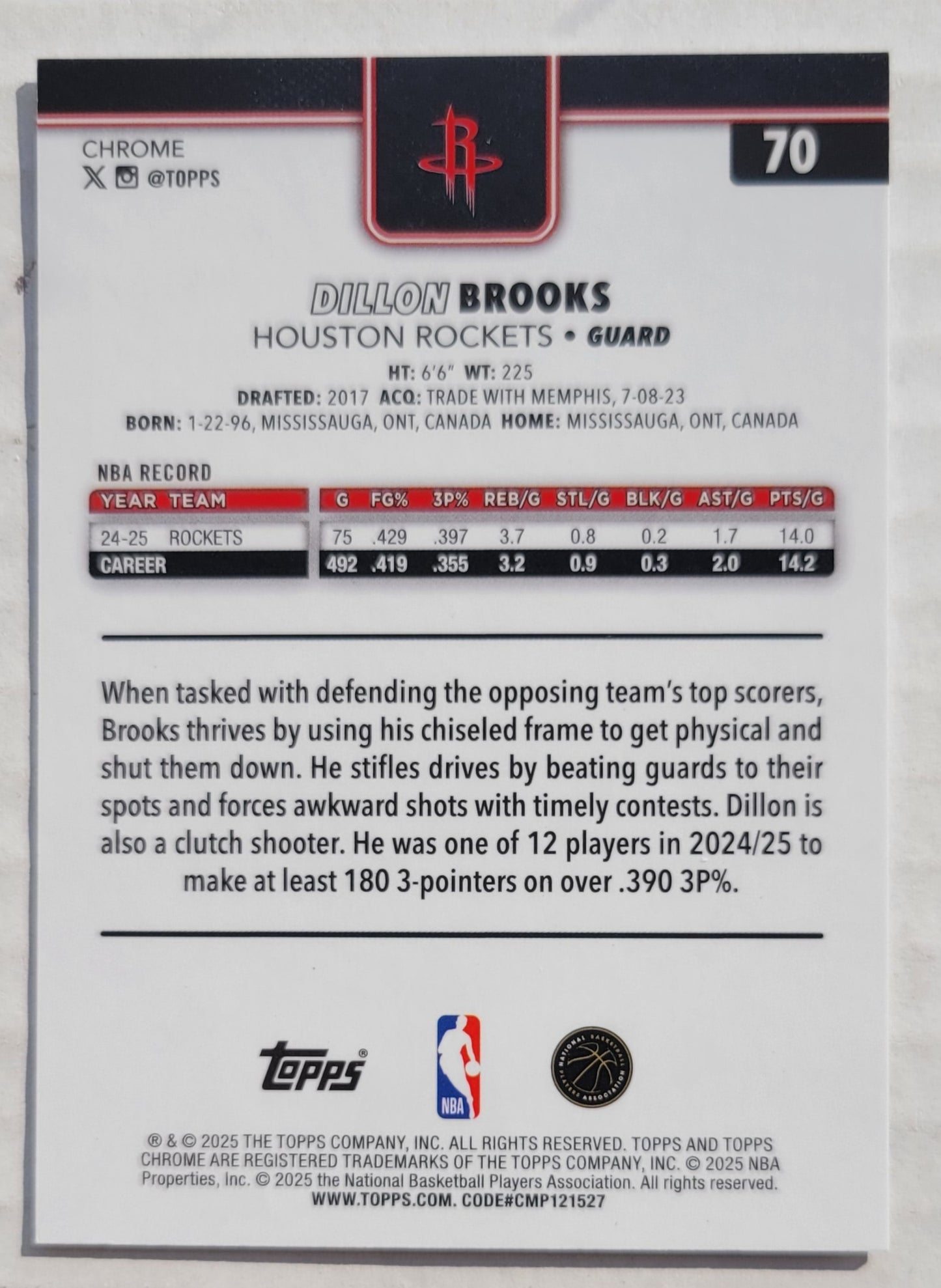 Dillon Brooks - 2025-26 Topps Chrome X-Fractors #70