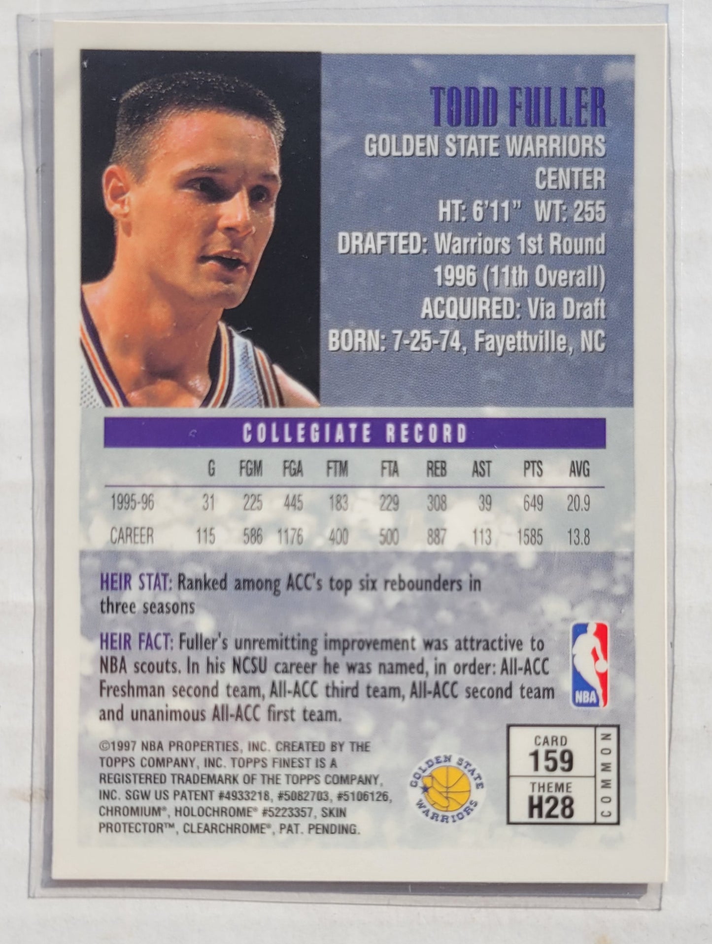Todd Fuller - 1996-97 Finest #159 B