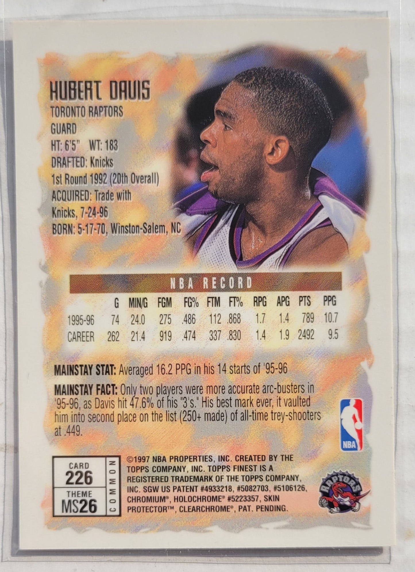 Hubert Davis - 1996-97 Finest #226 B