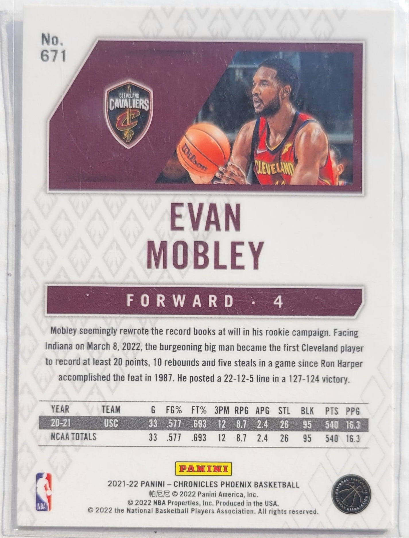 Evan Mobley - 2021-22 Panini Chronicles #671 Phoenix RC
