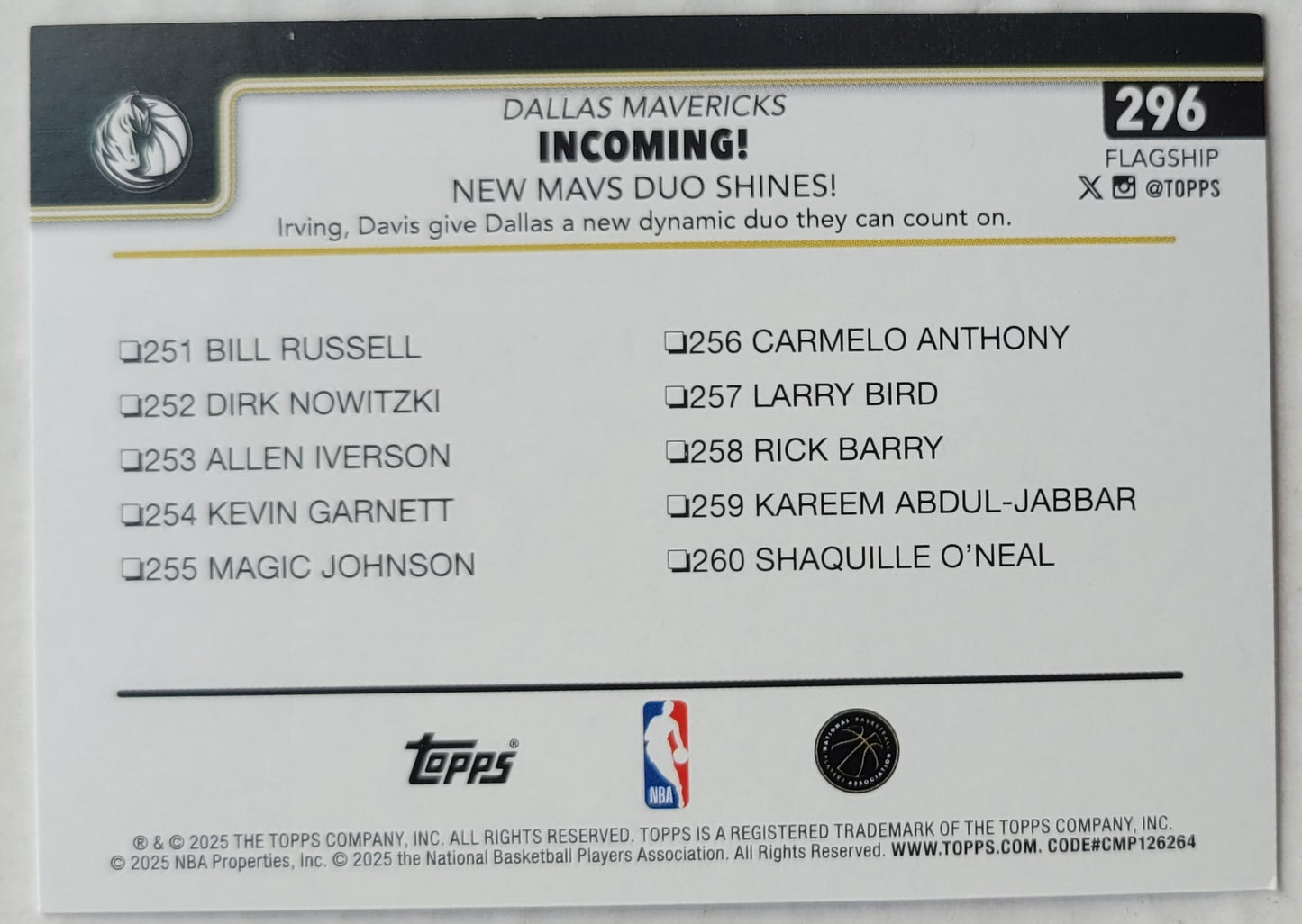 Kyrie Irving / Anthony Davis - 2025-26 Topps Blackout #296 Incoming!