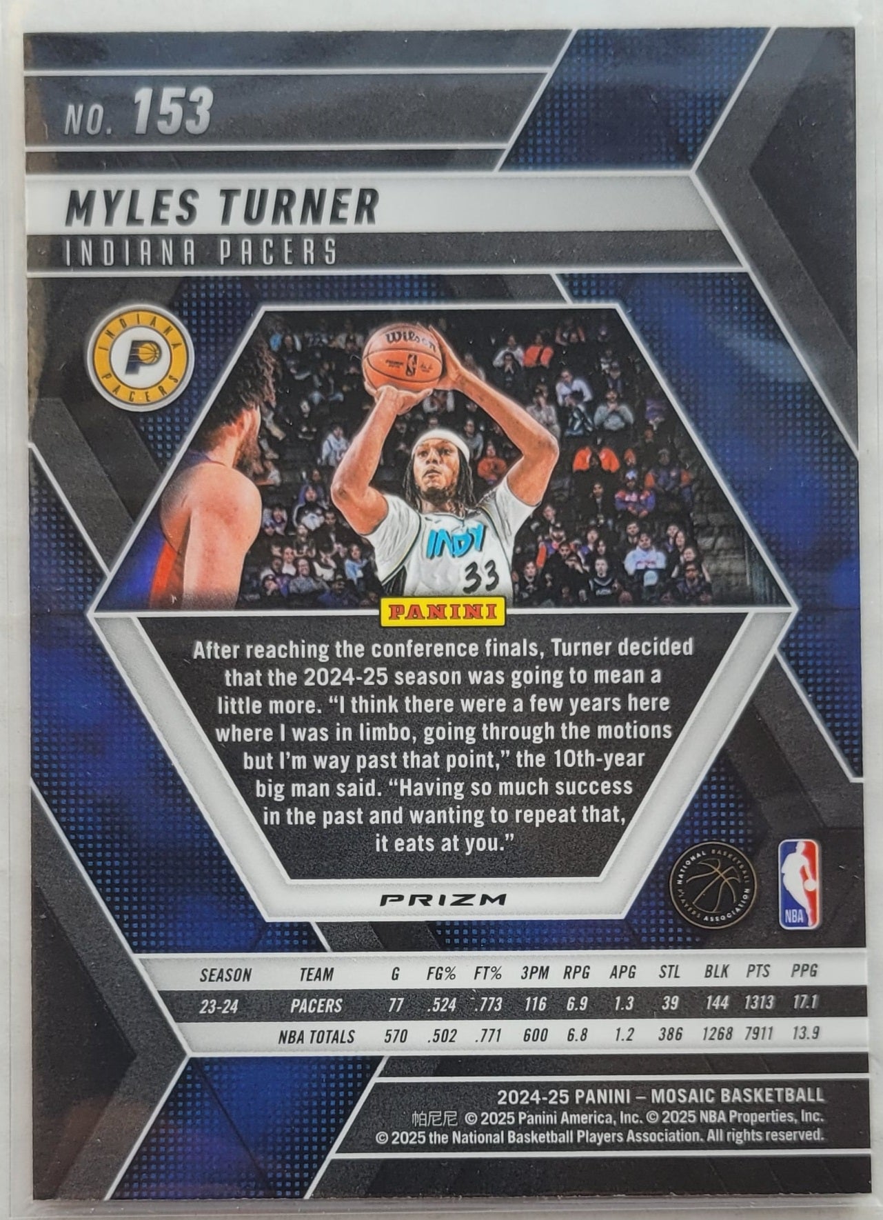 Myles Turner - 2024-25 Panini Mosaic Premium #153