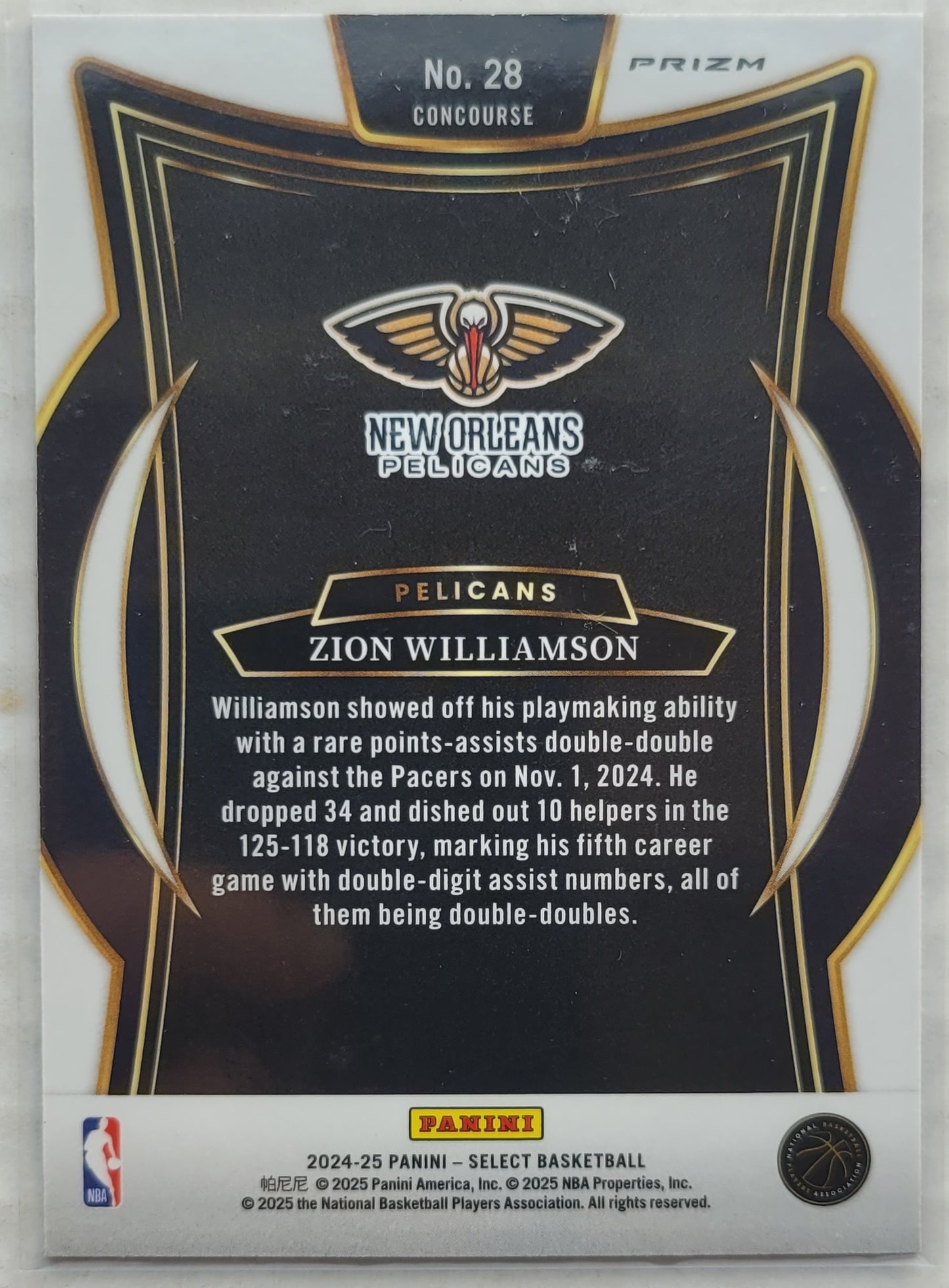Zion Williamson - 2024-25 Select Tri-Color Prizms #28