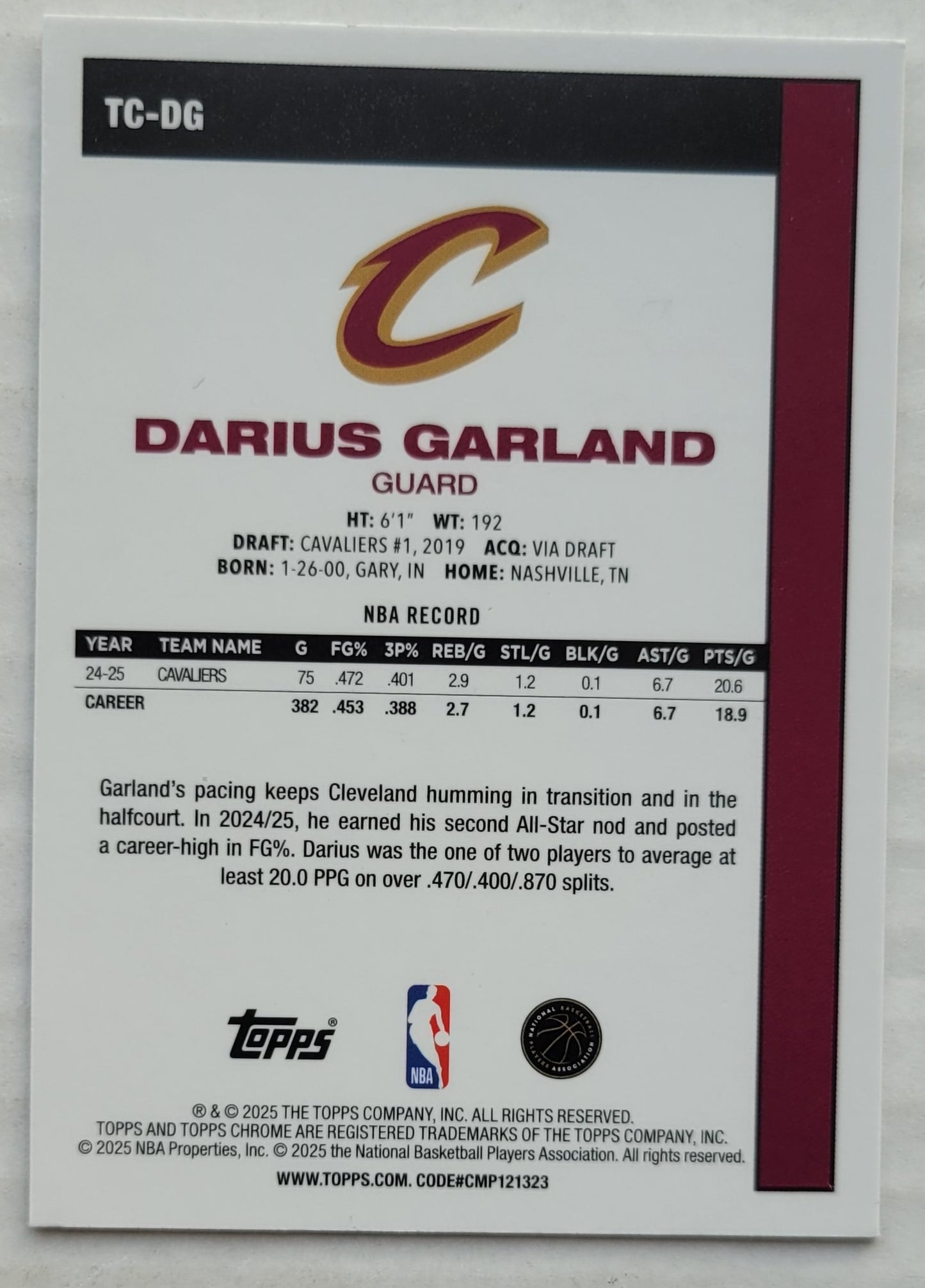 Darius Garland - 2025-26 Topps '80-81 Topps Chrome #TCDG