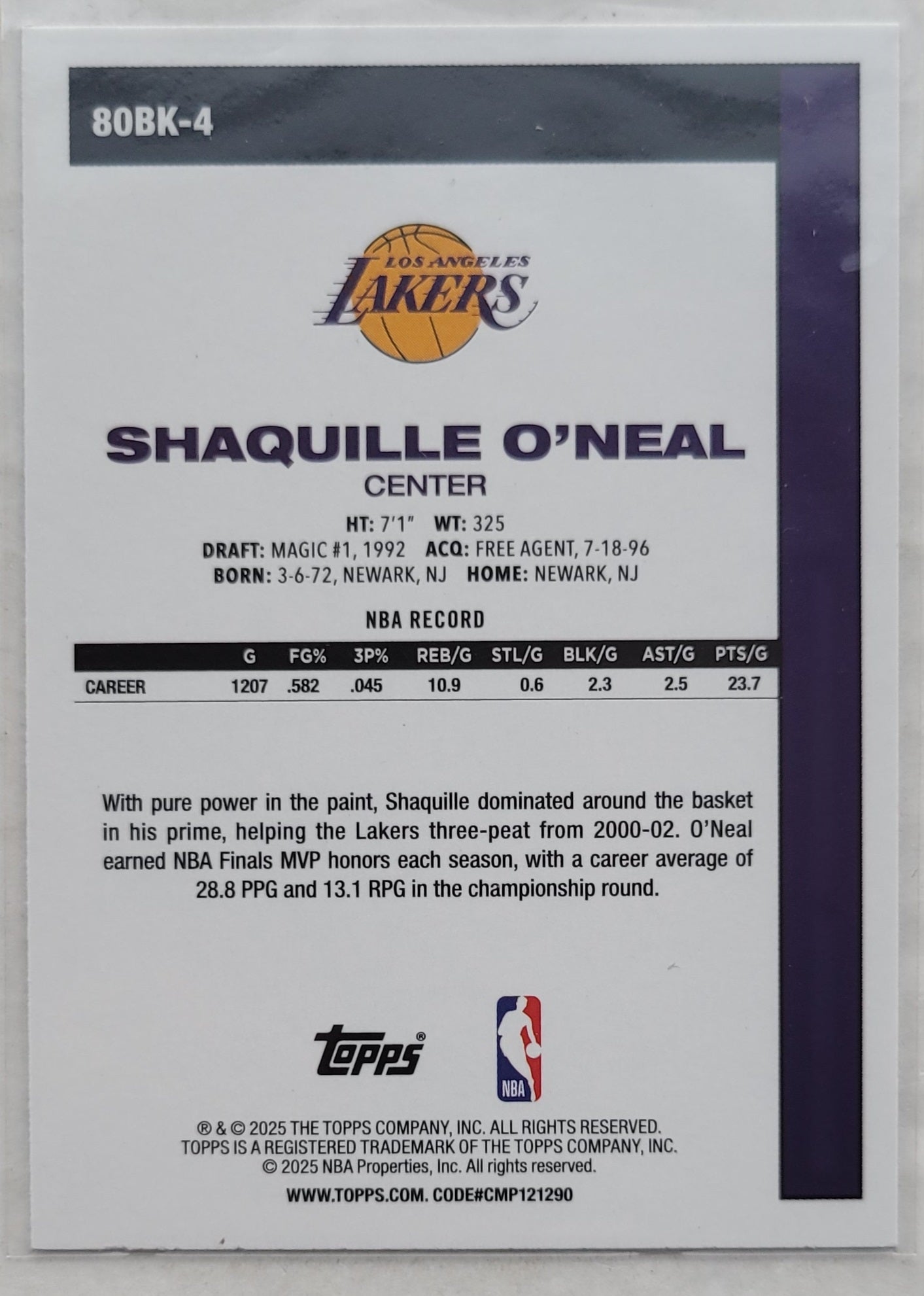 Shaquille O'Neal - 2025-26 Topps '80-81 Topps #80BK4