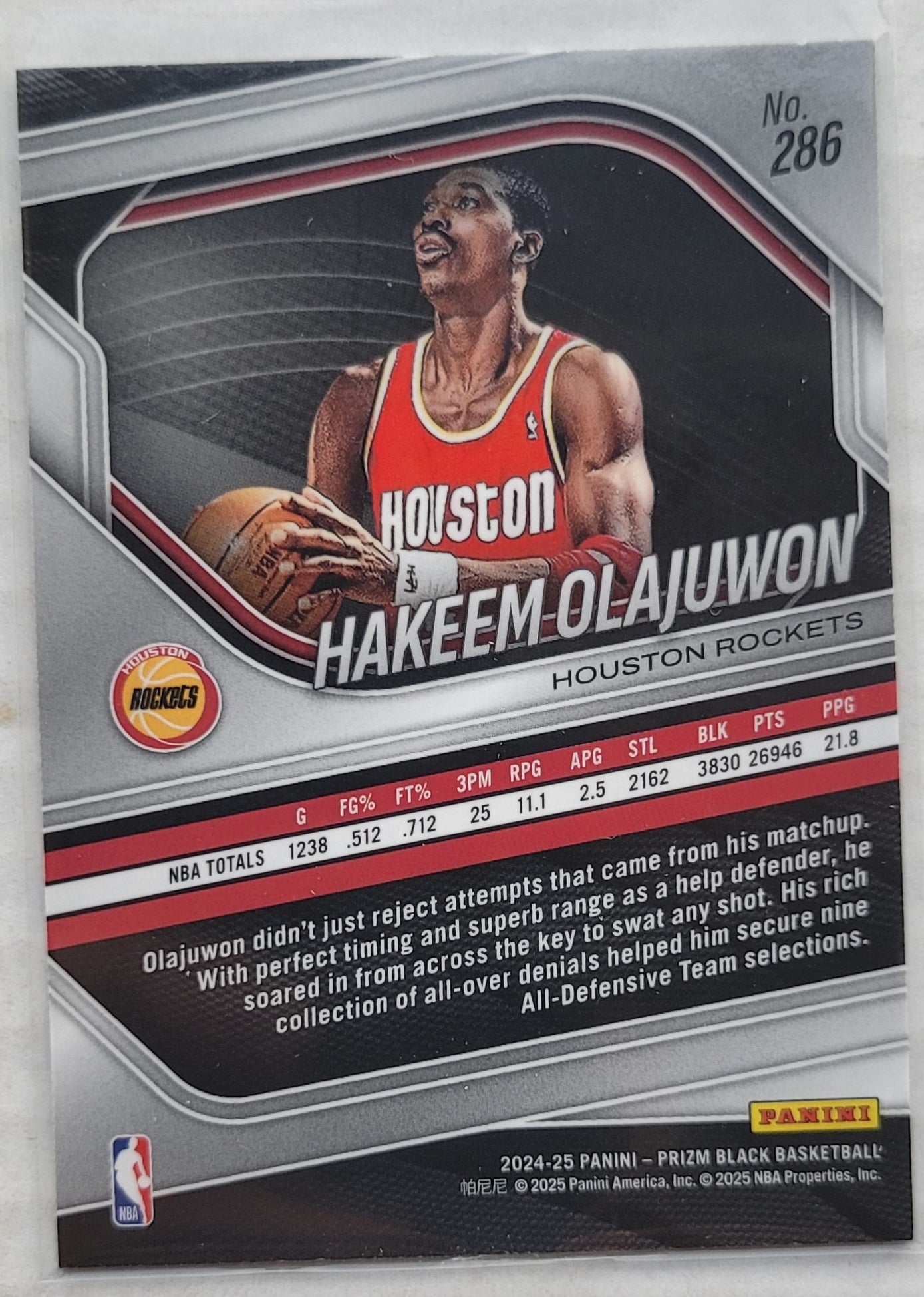 Hakeem Olajuwon - 2024-25 Panini Prizm Black #286 LGD