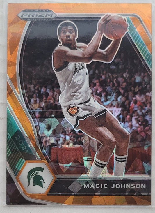 Magic Johnson - 2021-22 Panini Prizm Draft Picks Prizms Orange Ice #86