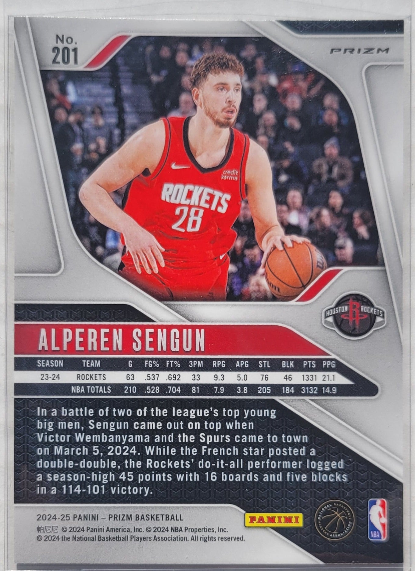 Alperen Sengun - 2024-25 Panini Prizm Prizms Green #201