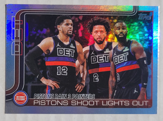 Tobias Harris / Cade Cunningham / Tim Hardaway Jr - 2025-26 Topps Rainbow Foilboard #279 Pistons Rain 3 Pointers