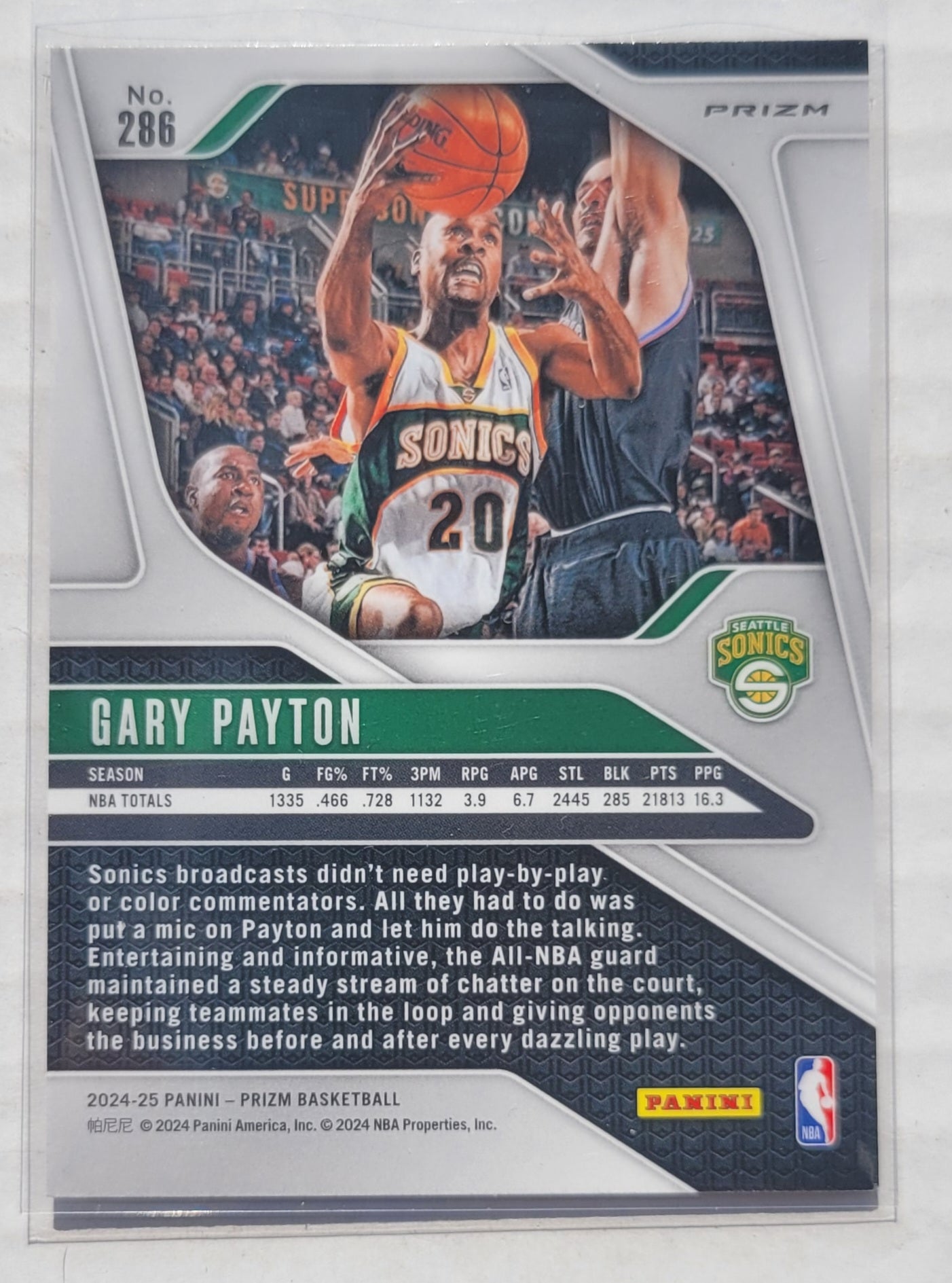 Gary Payton - 2024-25 Panini Prizm Prizms Ice #286