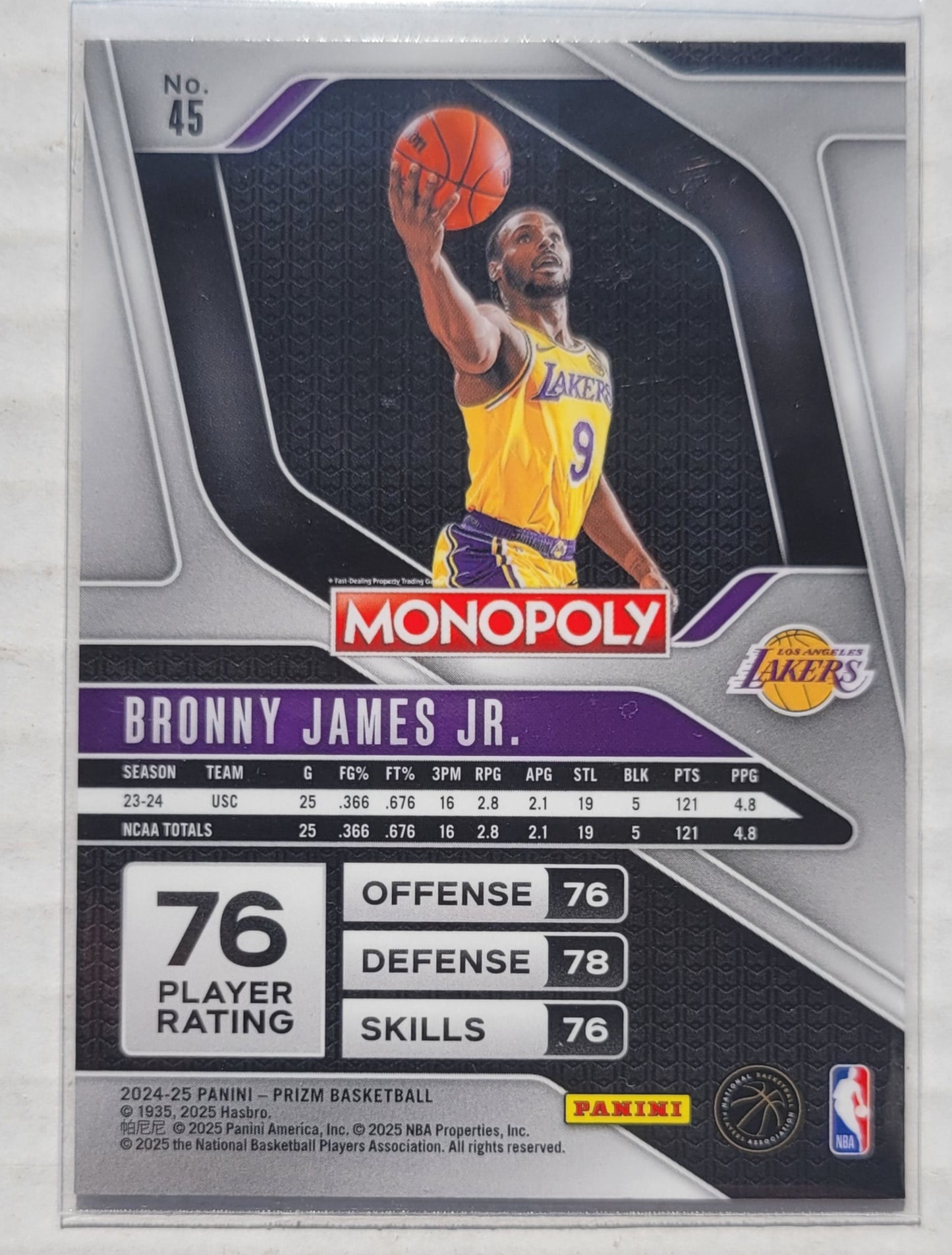 Bronny James Jr. - 2024-25 Panini Prizm Monopoly #45 RC
