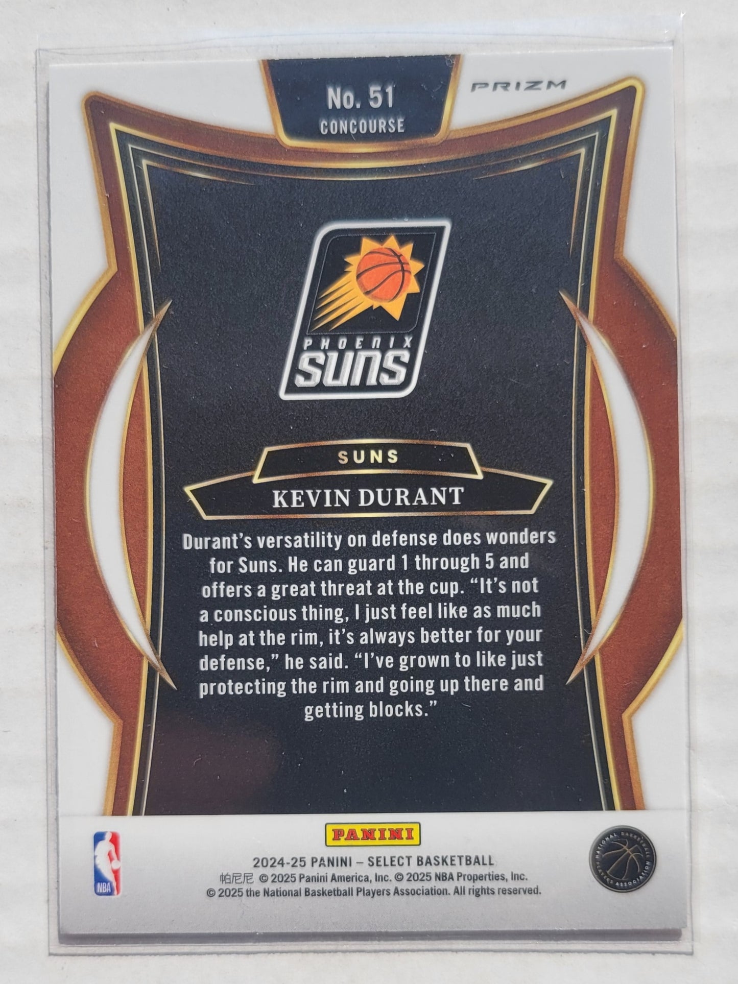 Kevin Durant - 2024-25 Select Orange Tectonic Prizms #51