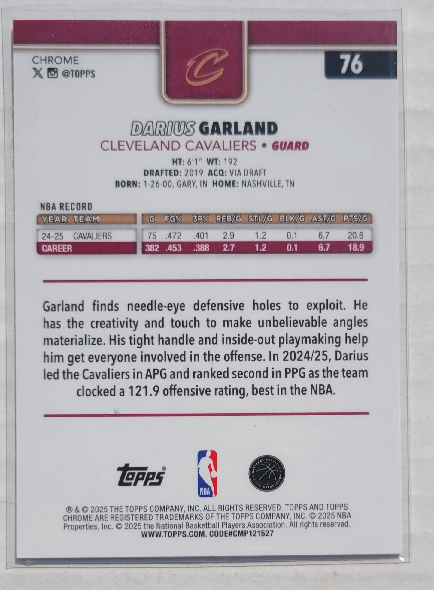 Darius Garland - 2025-26 Topps Chrome X-Fractors #76
