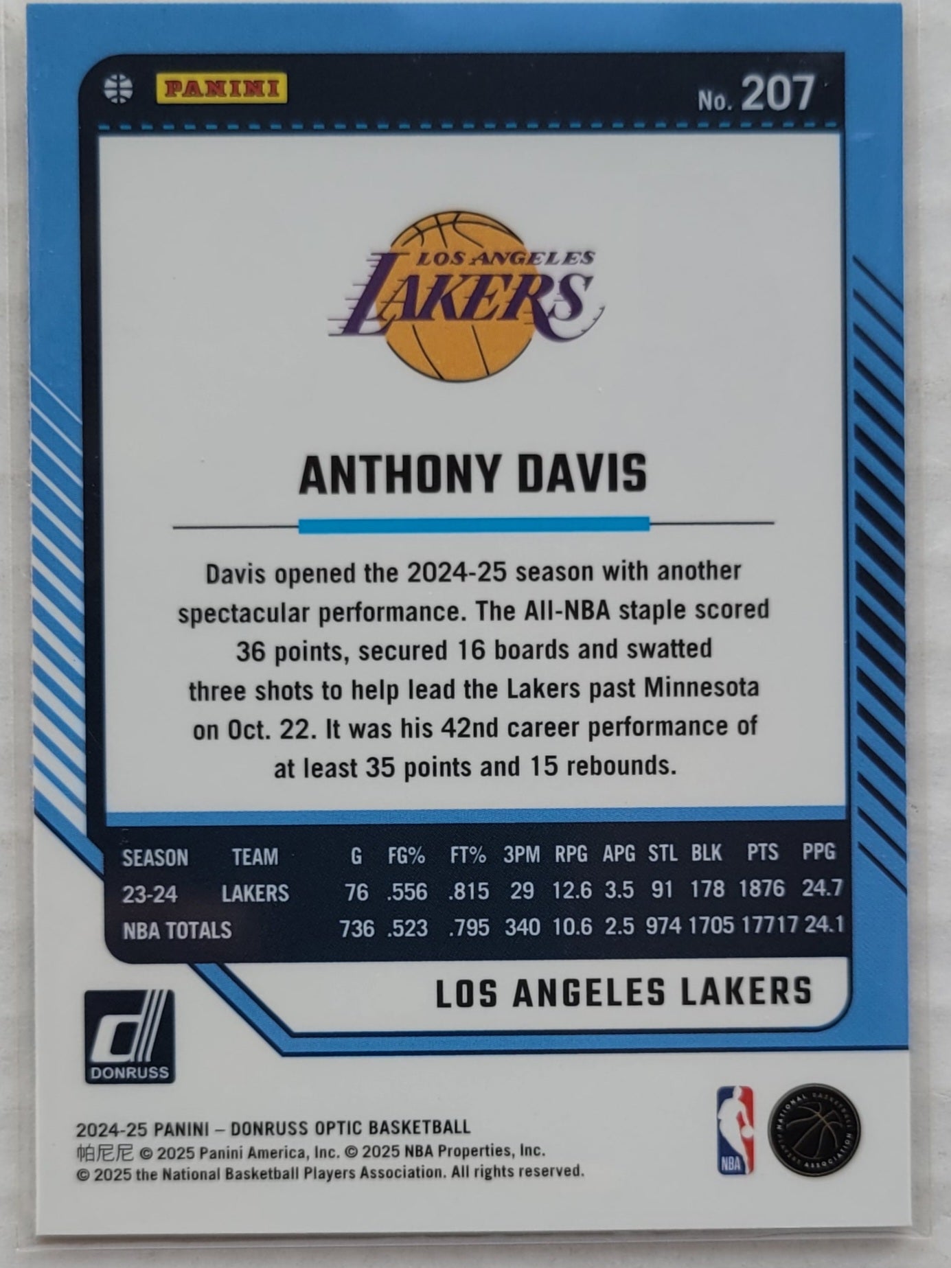 Anthony Davis - 2024-25 Donruss Optic #207