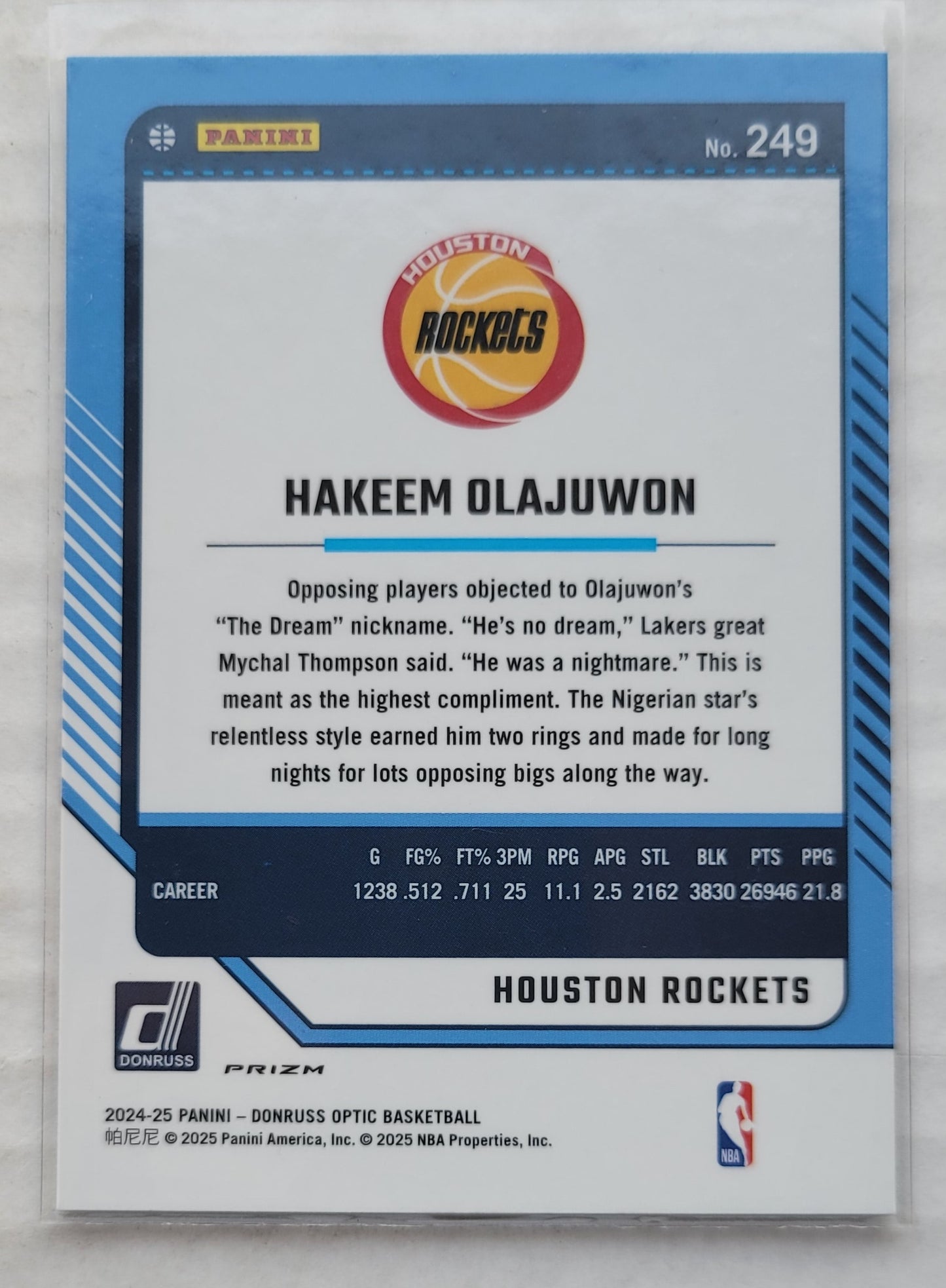 Hakeem Olajuwon - 2024-25 Donruss Optic Holo #249 LGD