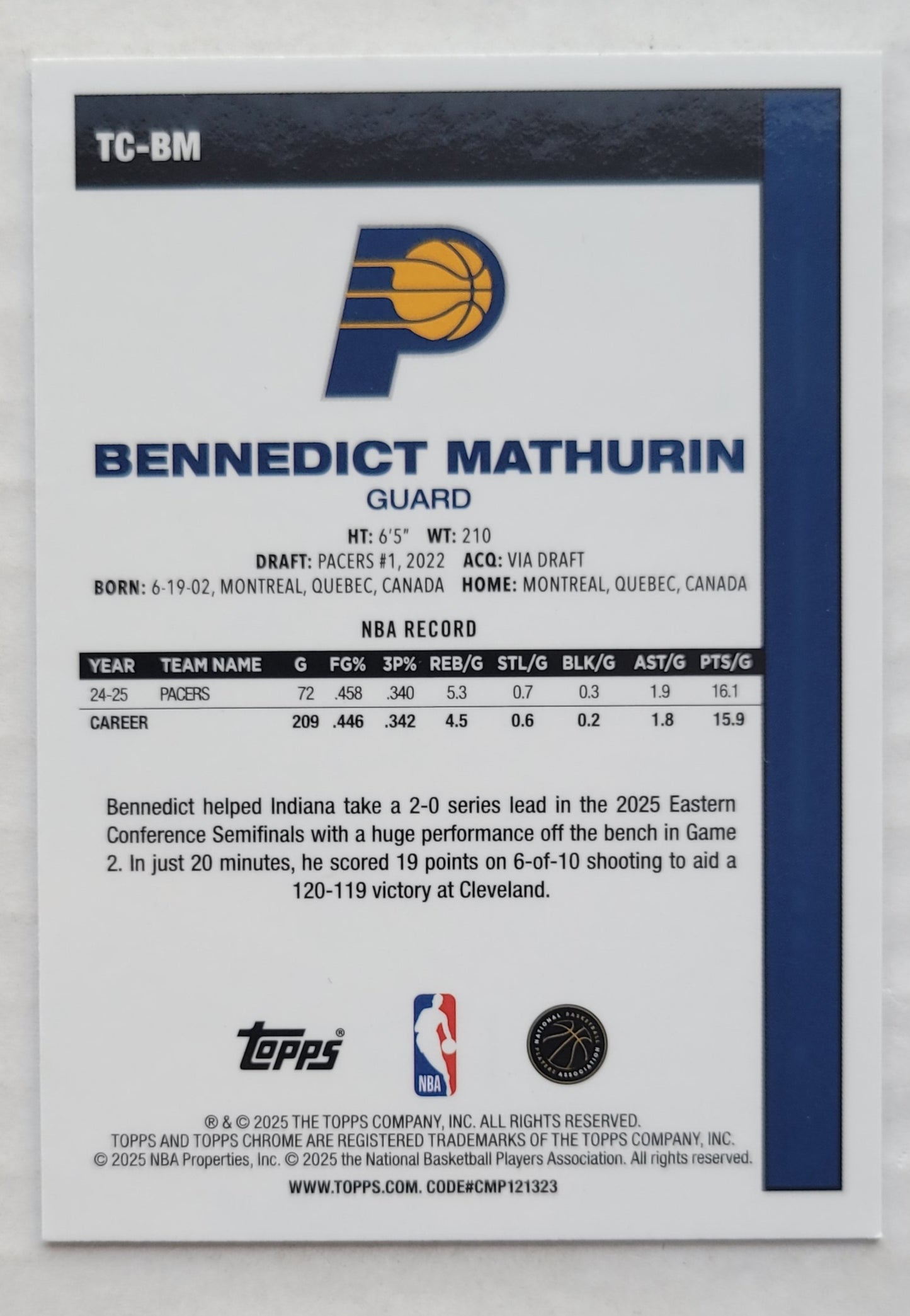 Bennedict Mathurin - 2025-26 Topps '80-81 Topps Chrome #TCBM