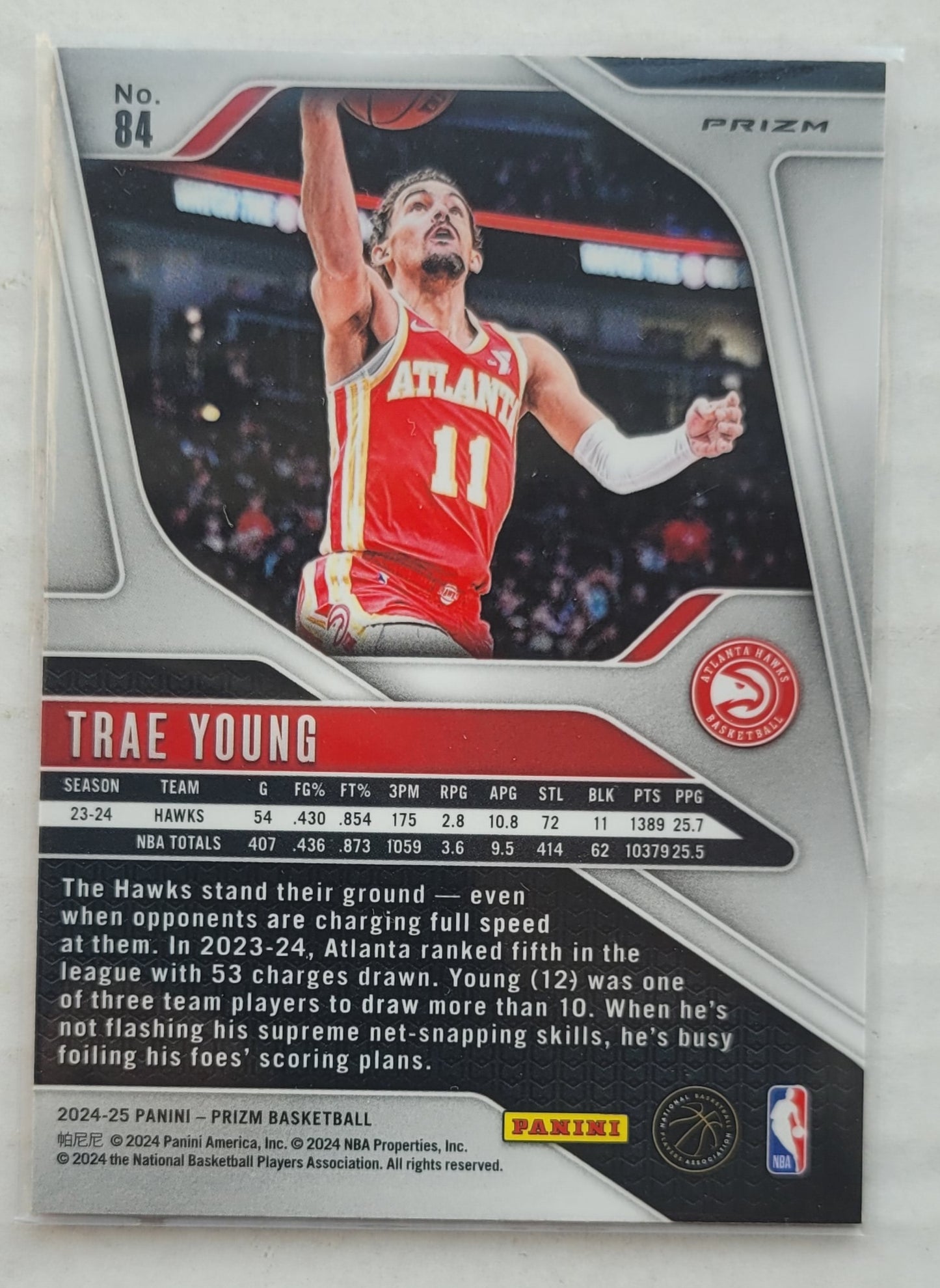 Trae Young - 2024-25 Panini Prizm Prizms Red Ice #84