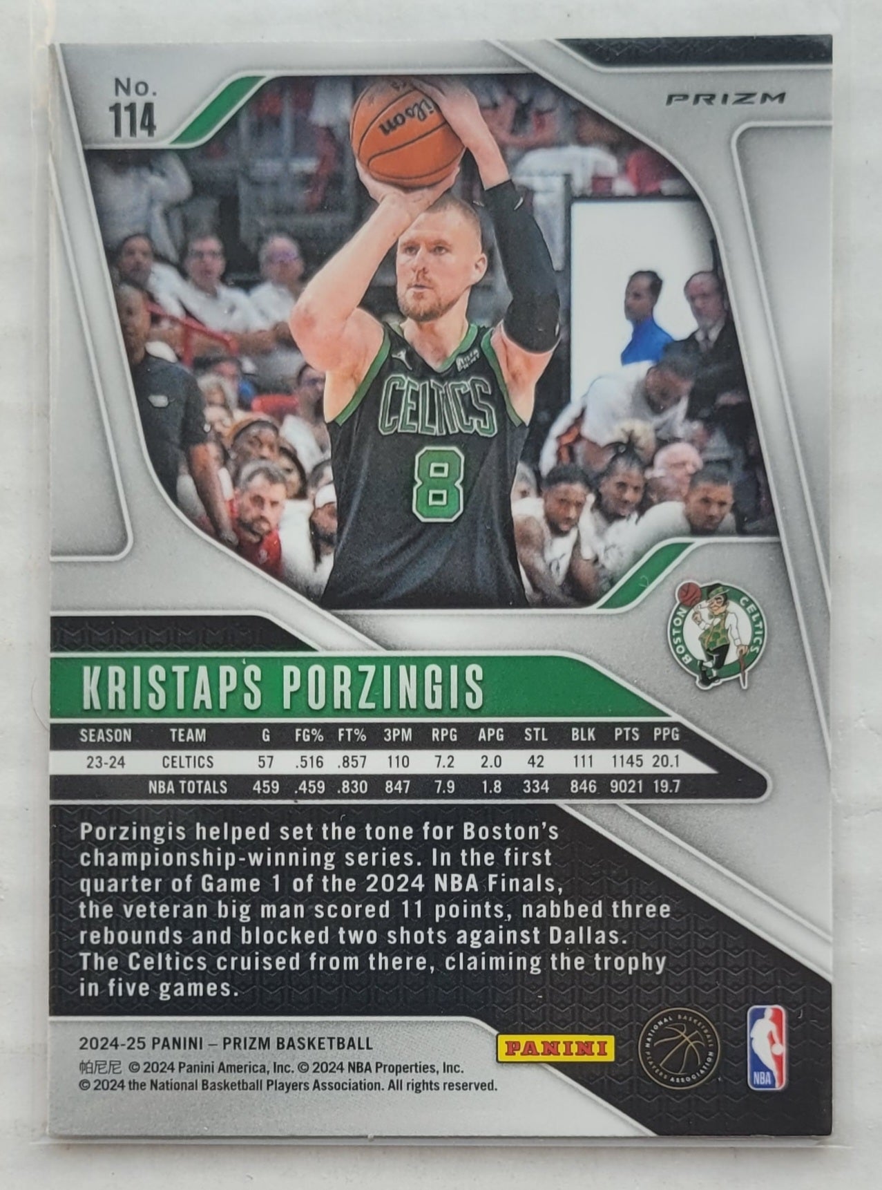 Kristaps Porzingis - 2024-25 Panini Prizm Prizms Silver #114