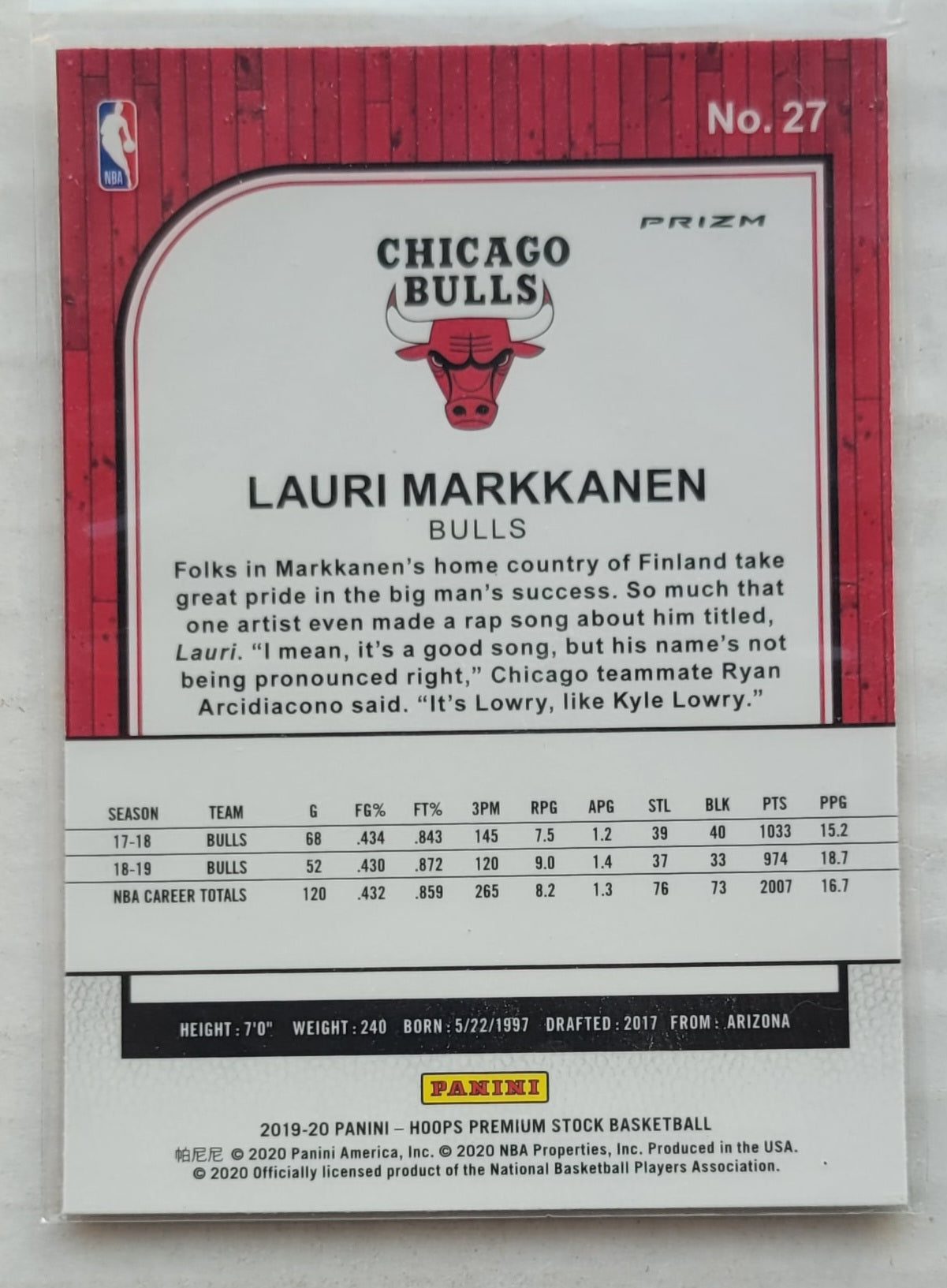 Lauri Markkanen - 2019-20 Hoops Premium Stock Prizms Red Cracked Ice #27